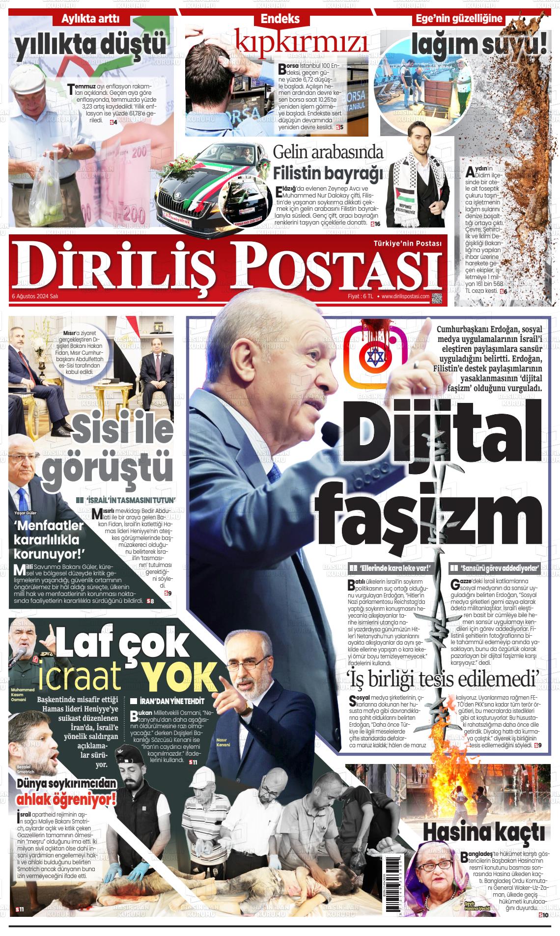 06 Ağustos 2024 Diriliş Postası Gazete Manşeti