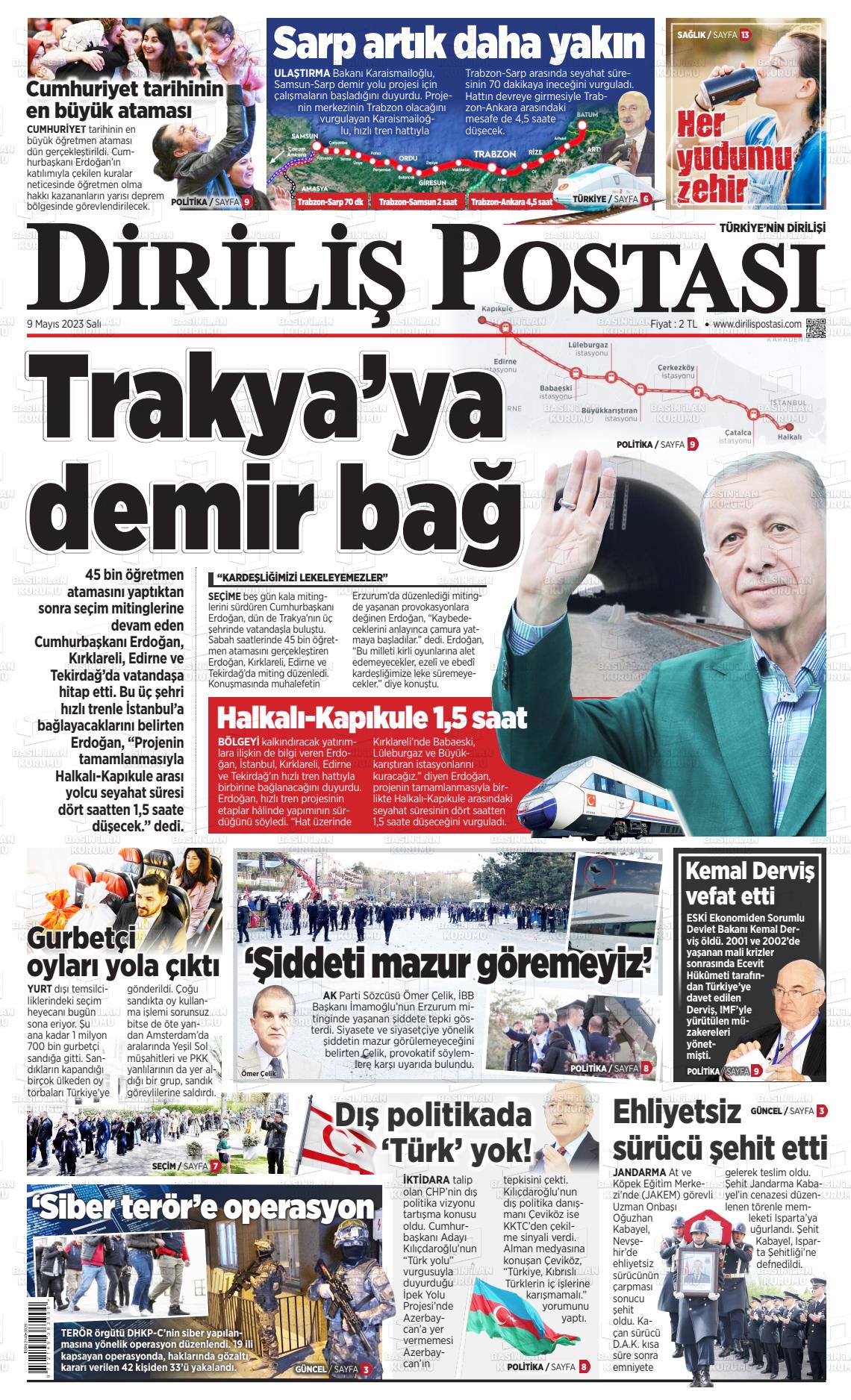 09 Mayıs 2023 Diriliş Postası Gazete Manşeti