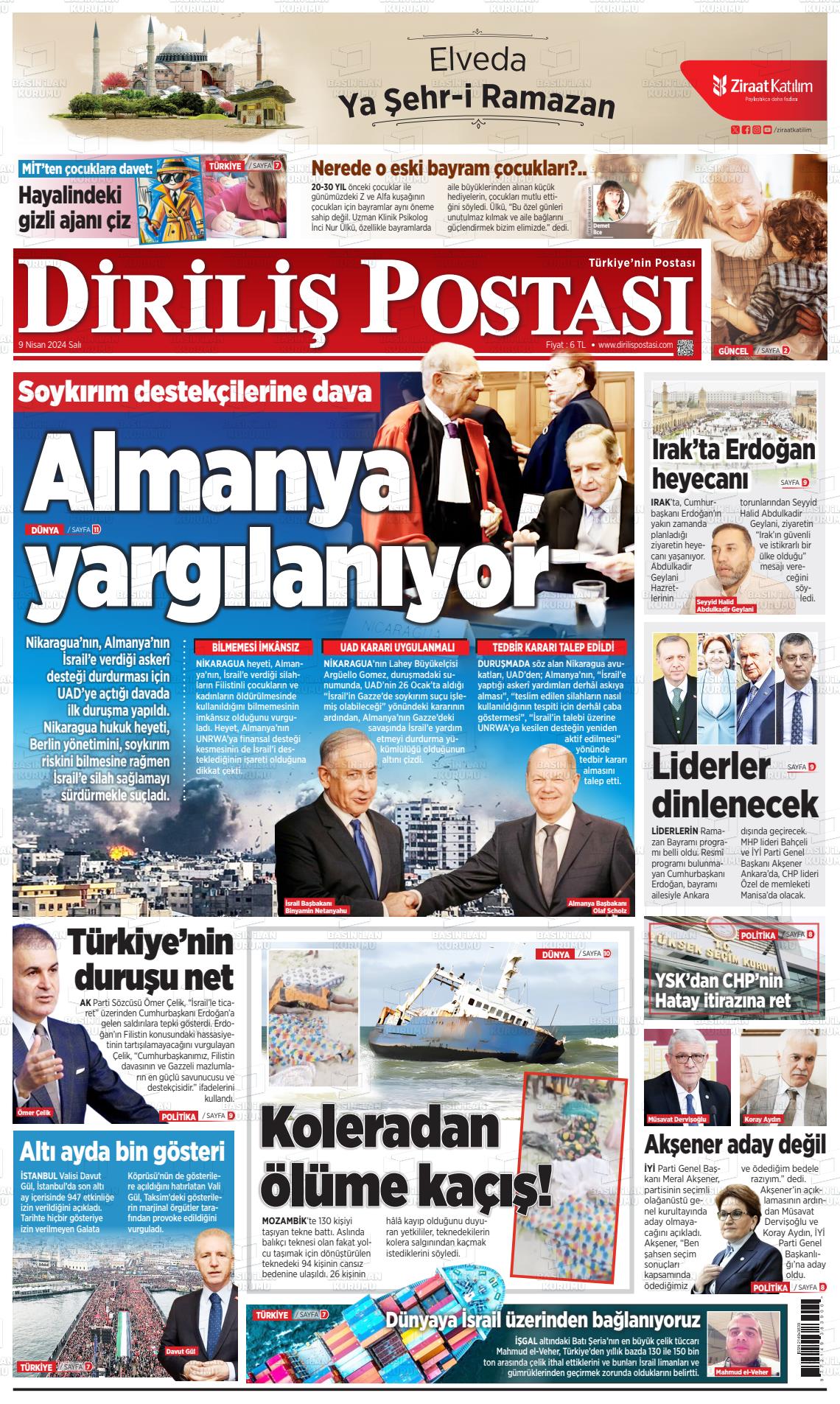 09 Nisan 2024 Diriliş Postası Gazete Manşeti