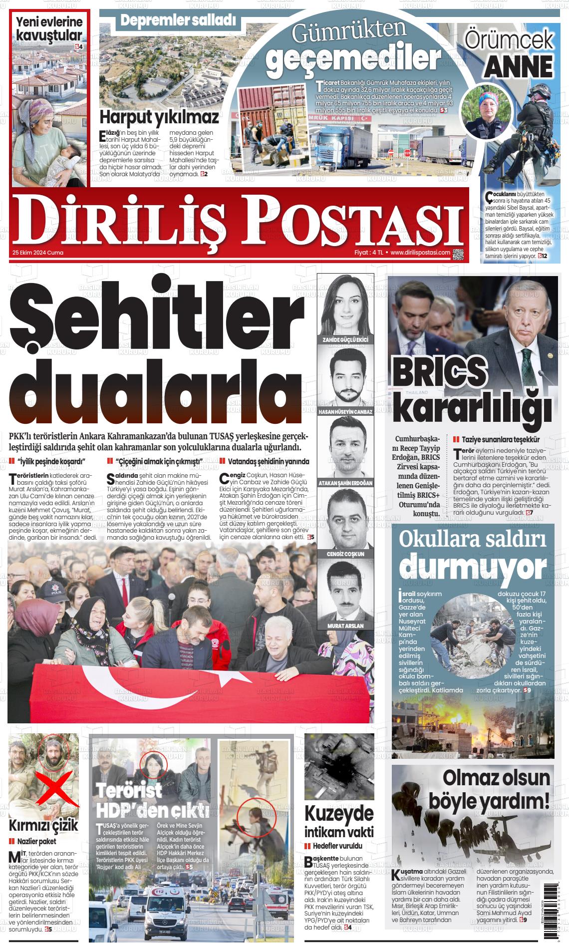 26 Ekim 2024 Diriliş Postası Gazete Manşeti