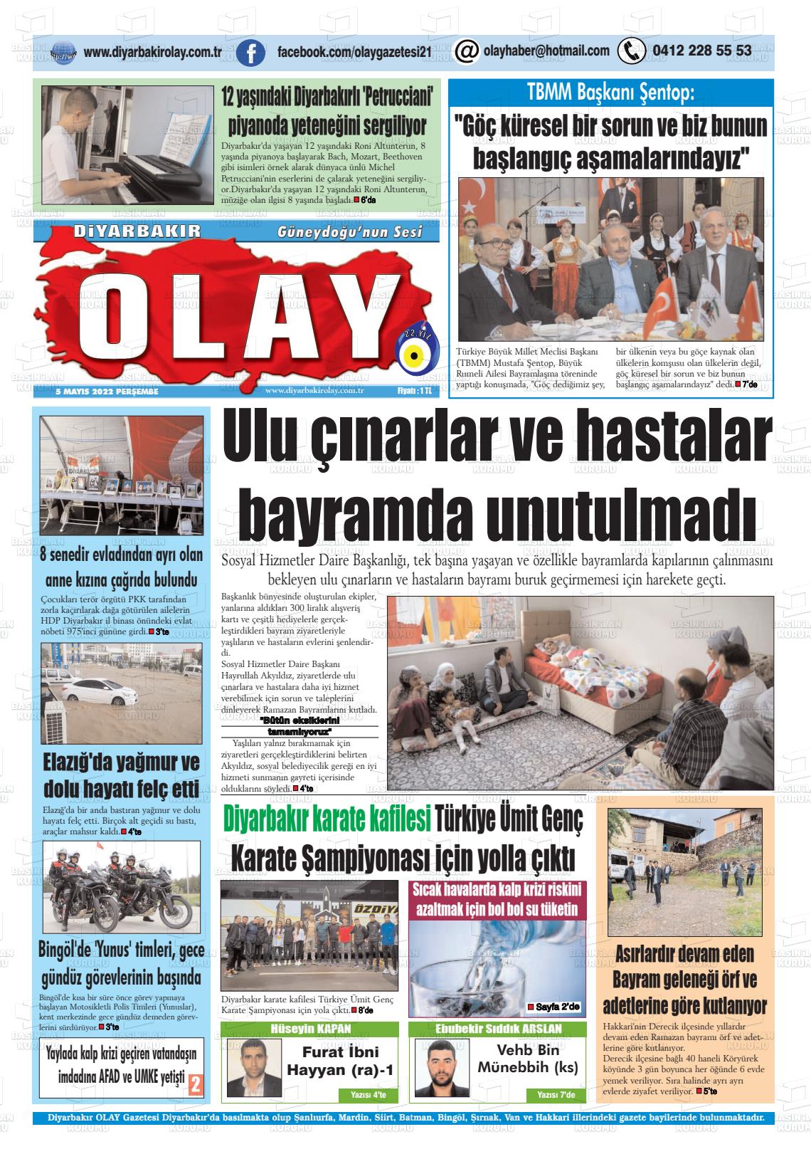 05 Mayıs 2022 Diyarbakir Olay Gazete Manşeti