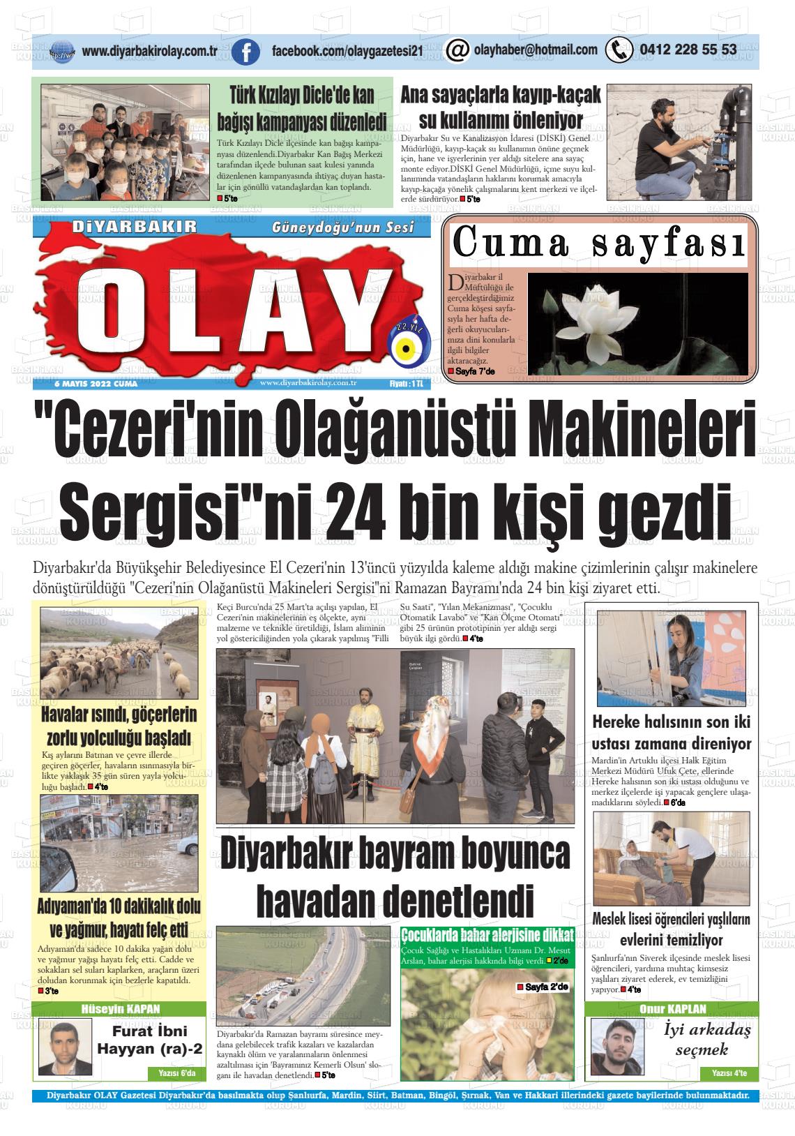 06 Mayıs 2022 Diyarbakir Olay Gazete Manşeti