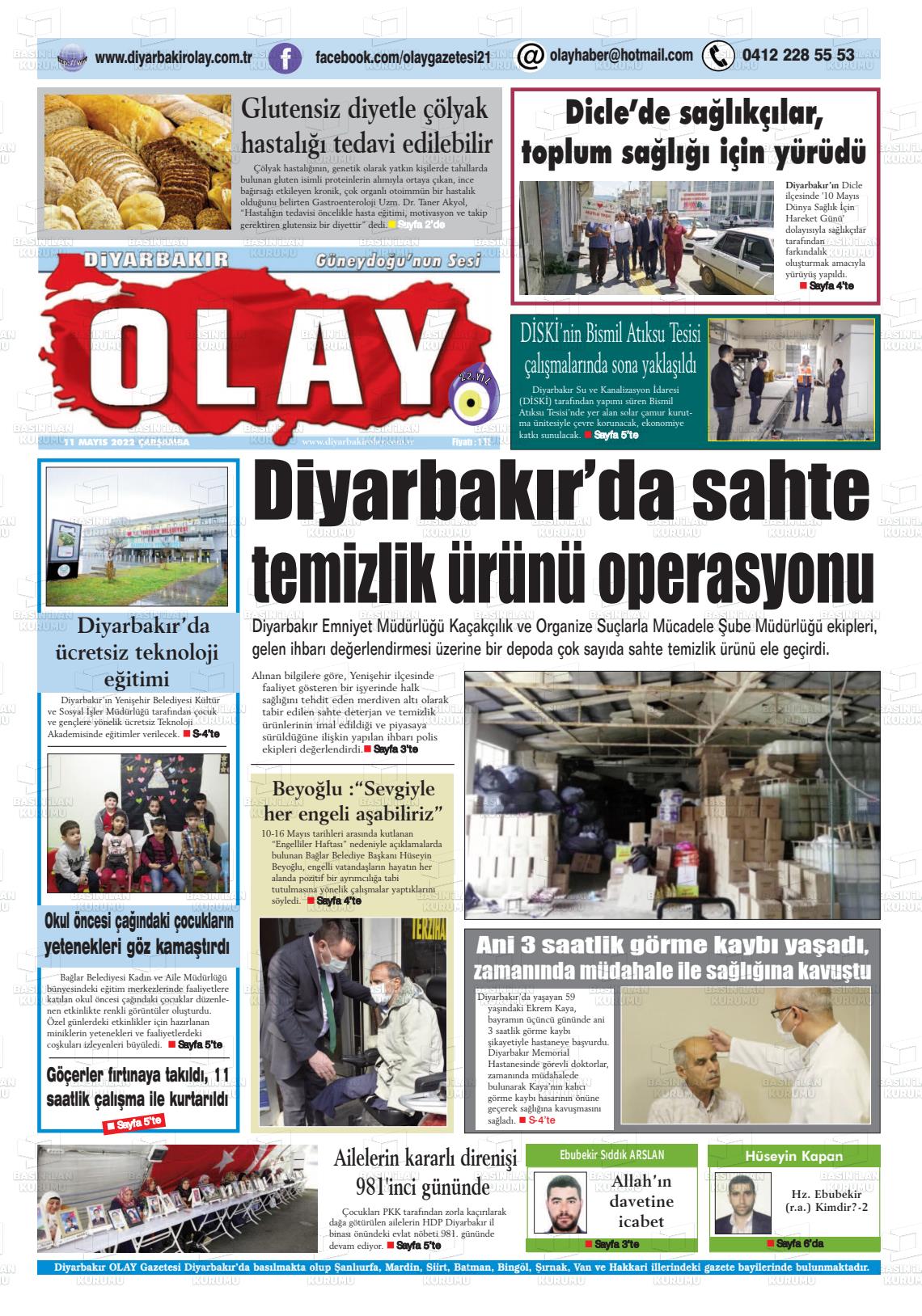 11 Mayıs 2022 Diyarbakir Olay Gazete Manşeti