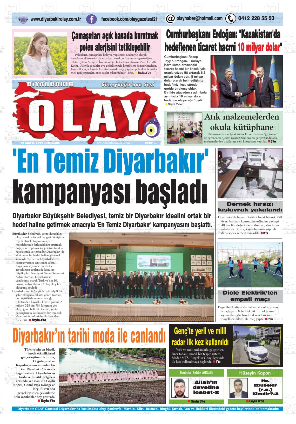 12 Mayıs 2022 Diyarbakir Olay Gazete Manşeti