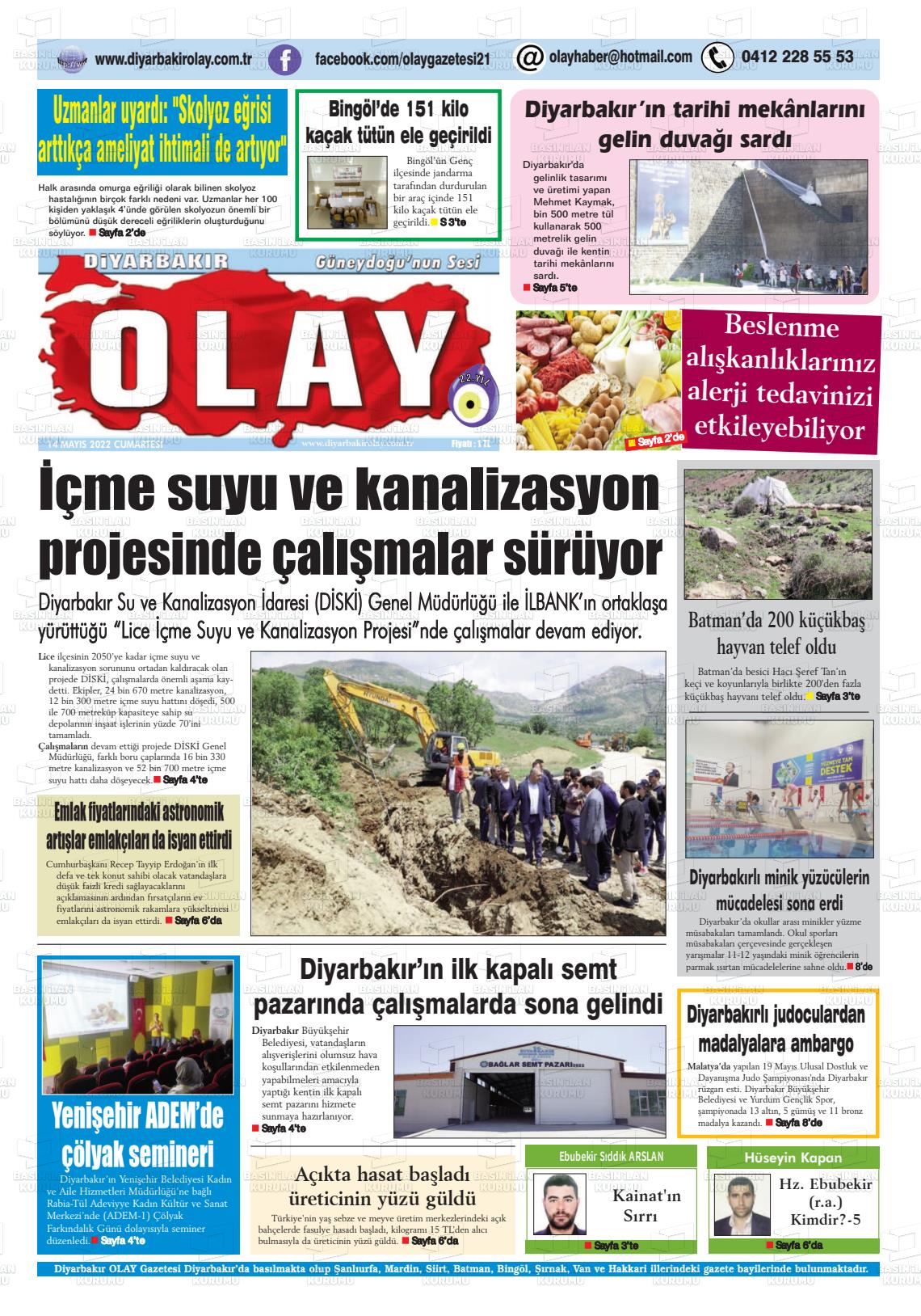 14 Mayıs 2022 Diyarbakir Olay Gazete Manşeti