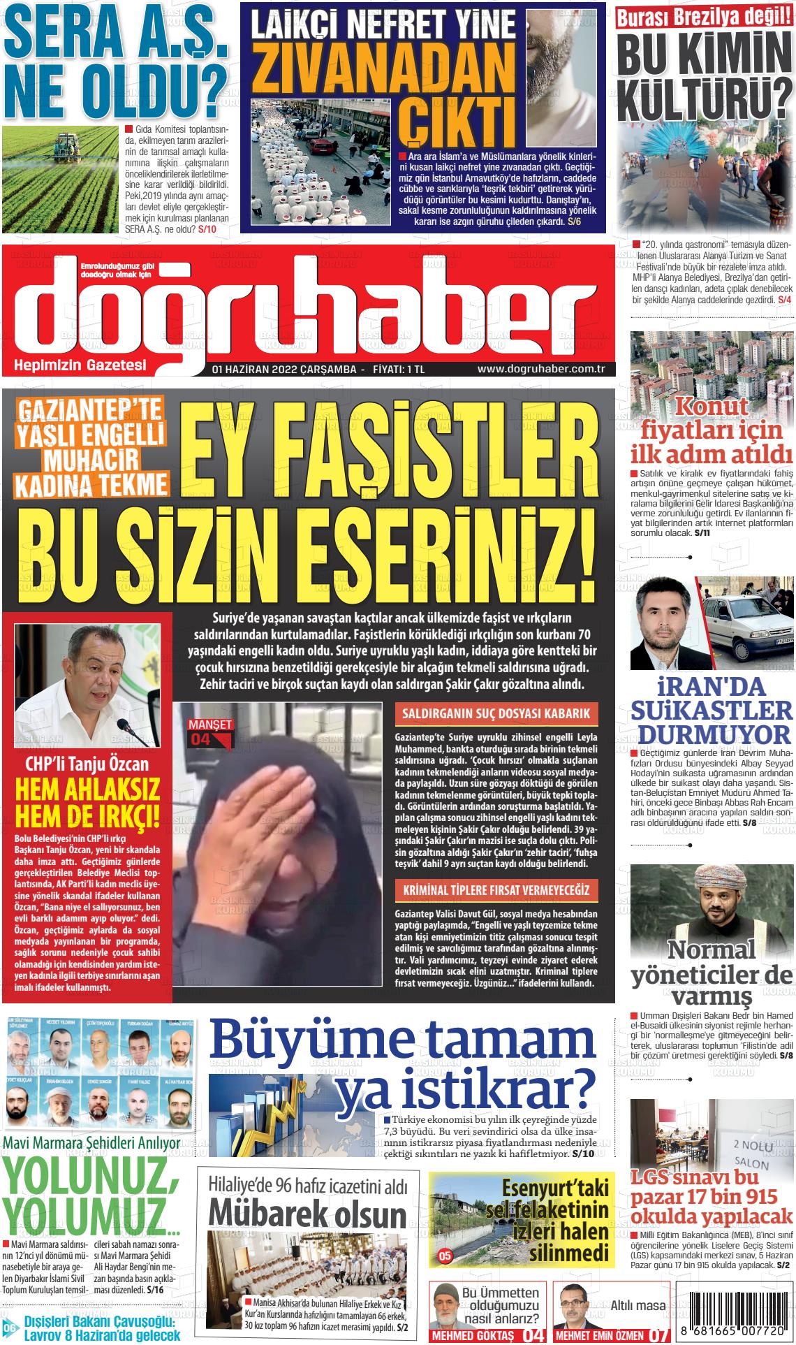 01 Haziran 2022 Doğru Haber Gazete Manşeti