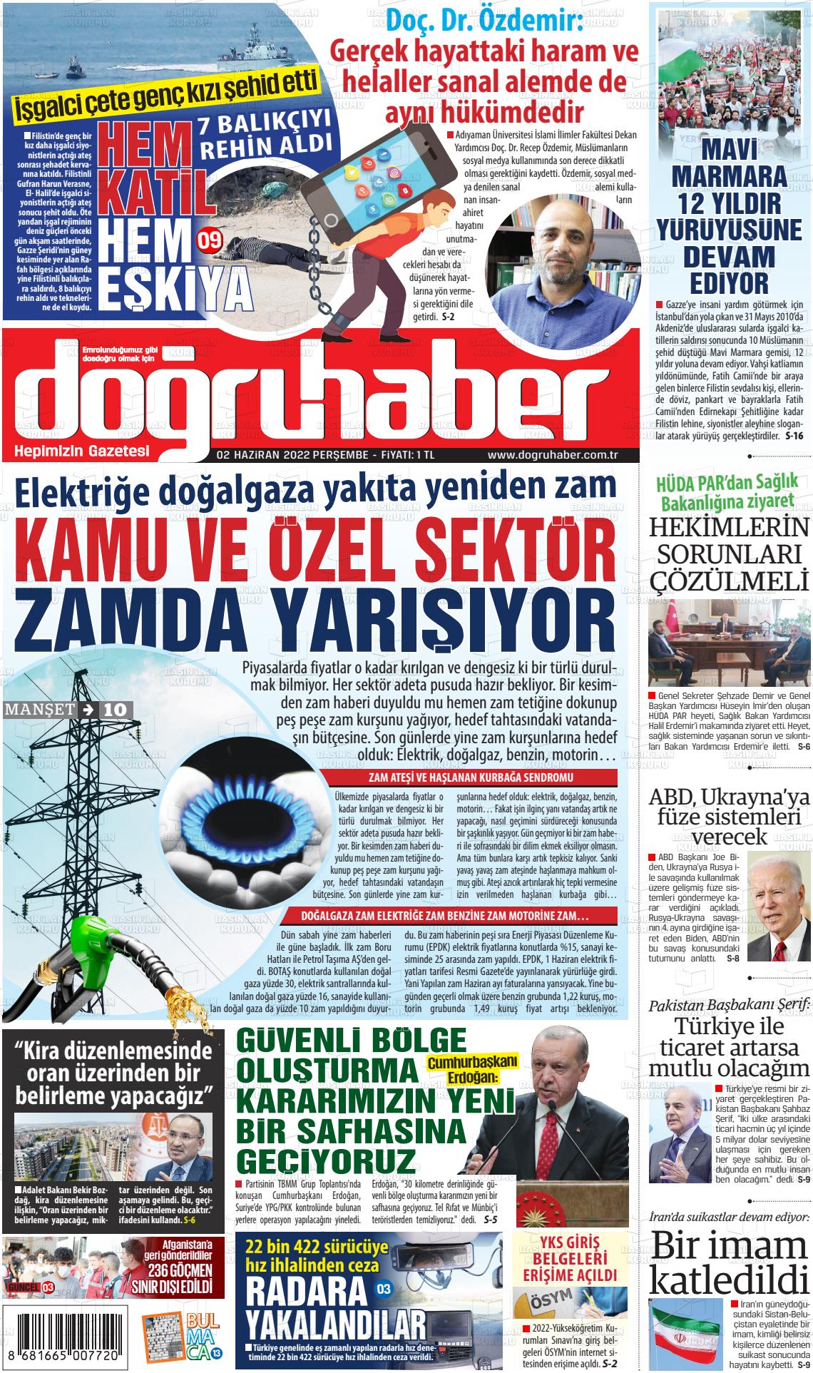 02 Haziran 2022 Doğru Haber Gazete Manşeti