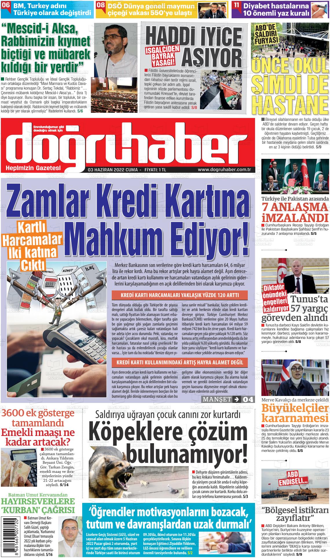 03 Haziran 2022 Doğru Haber Gazete Manşeti