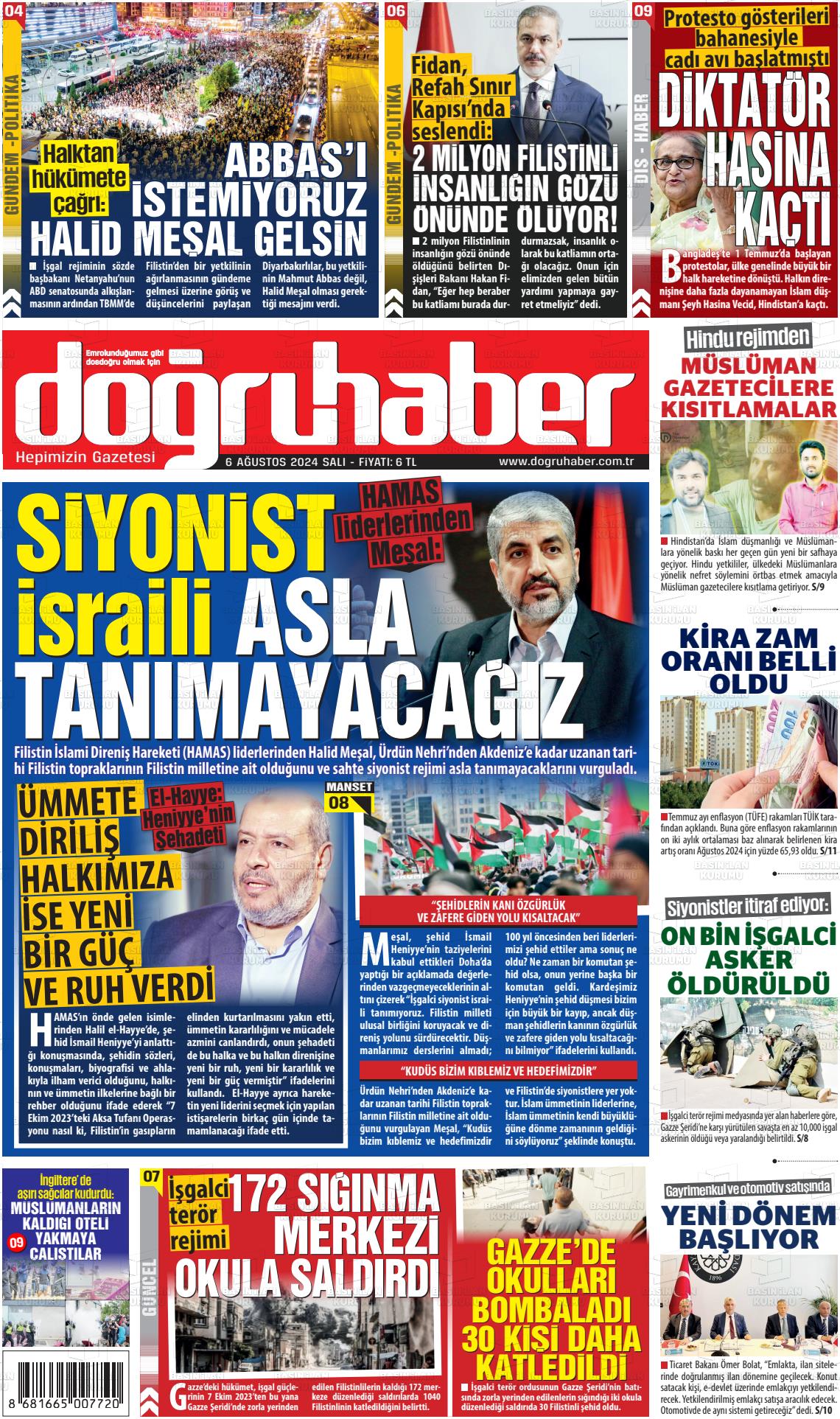 06 Ağustos 2024 Doğru Haber Gazete Manşeti