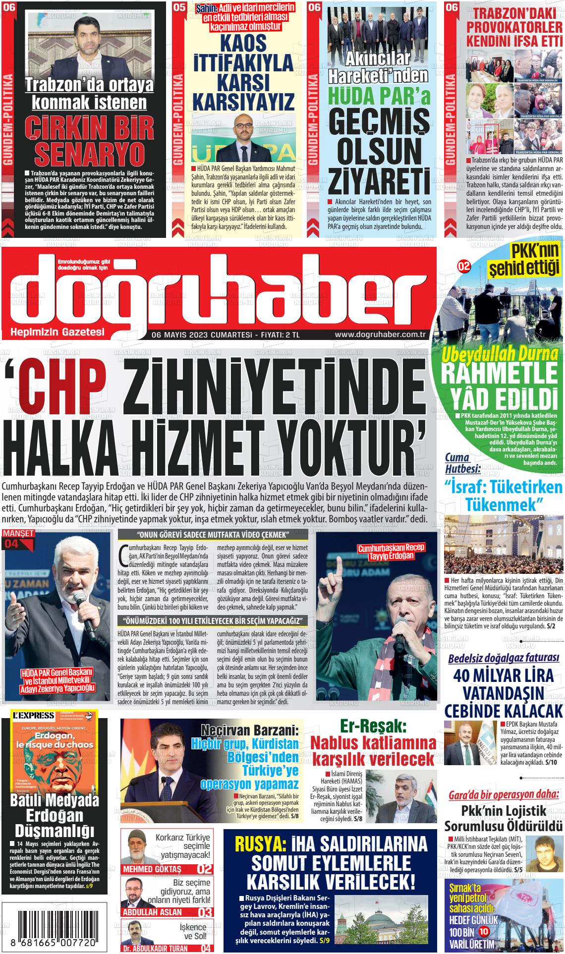 06 Mayıs 2023 Doğru Haber Gazete Manşeti