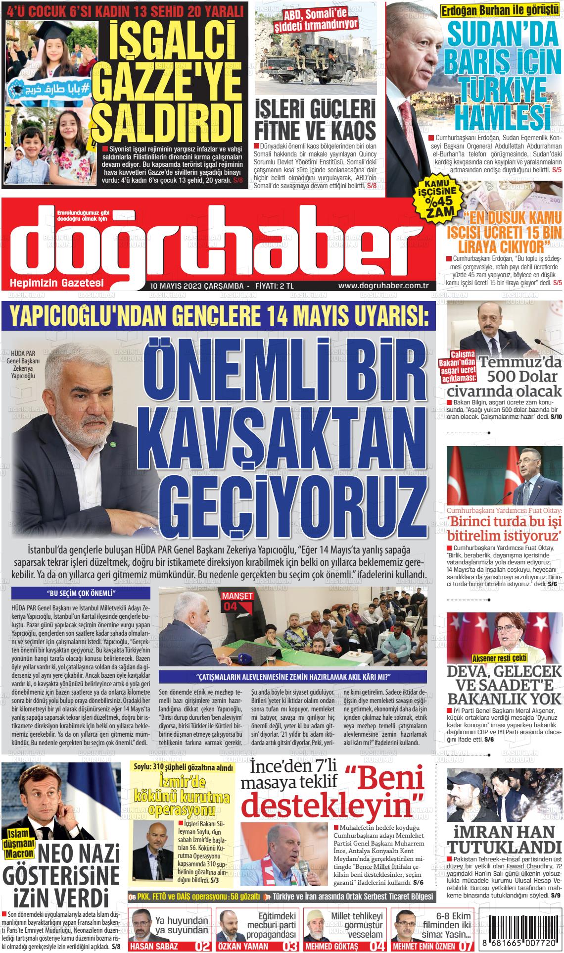 10 Mayıs 2023 Doğru Haber Gazete Manşeti