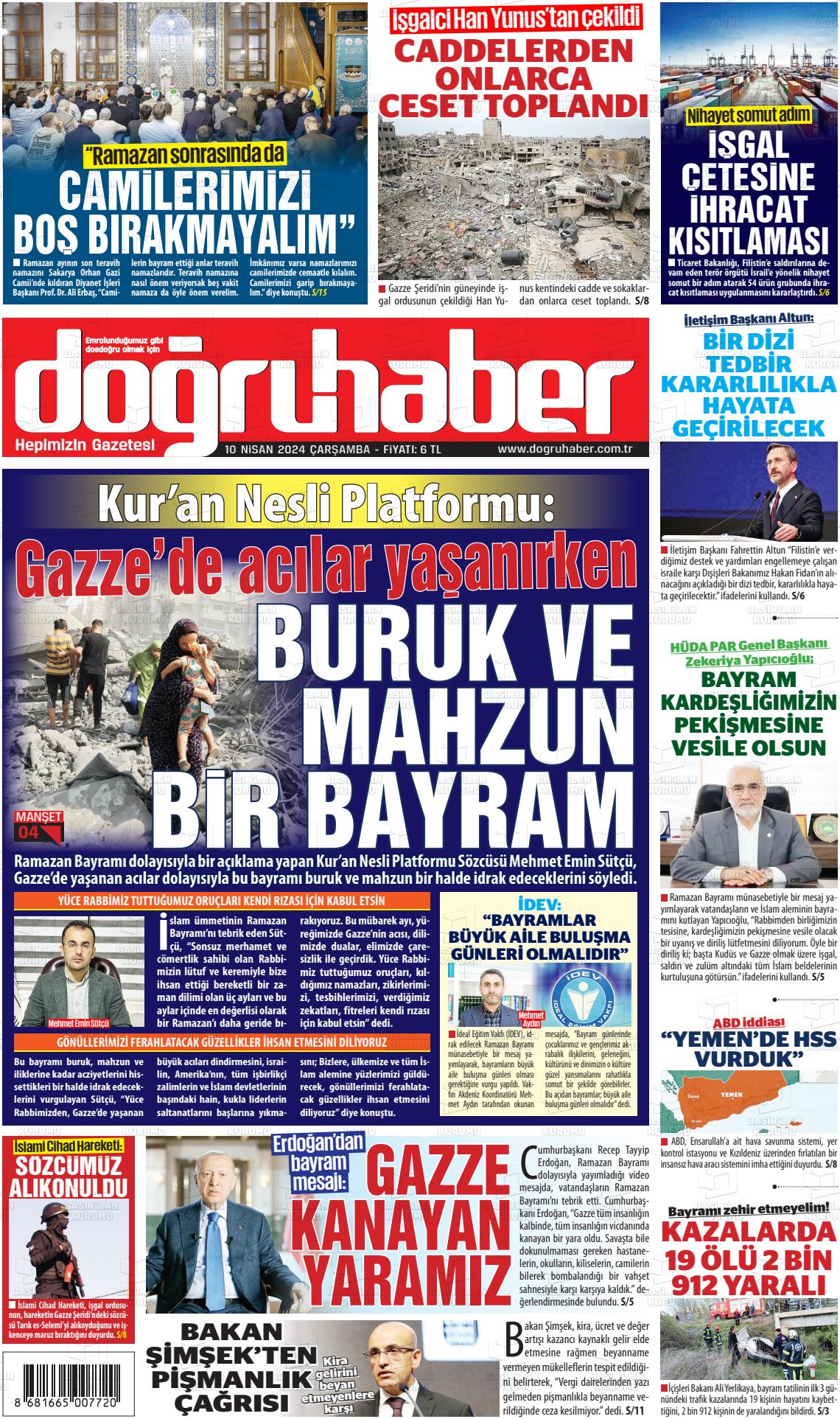 10 Nisan 2024 Doğru Haber Gazete Manşeti