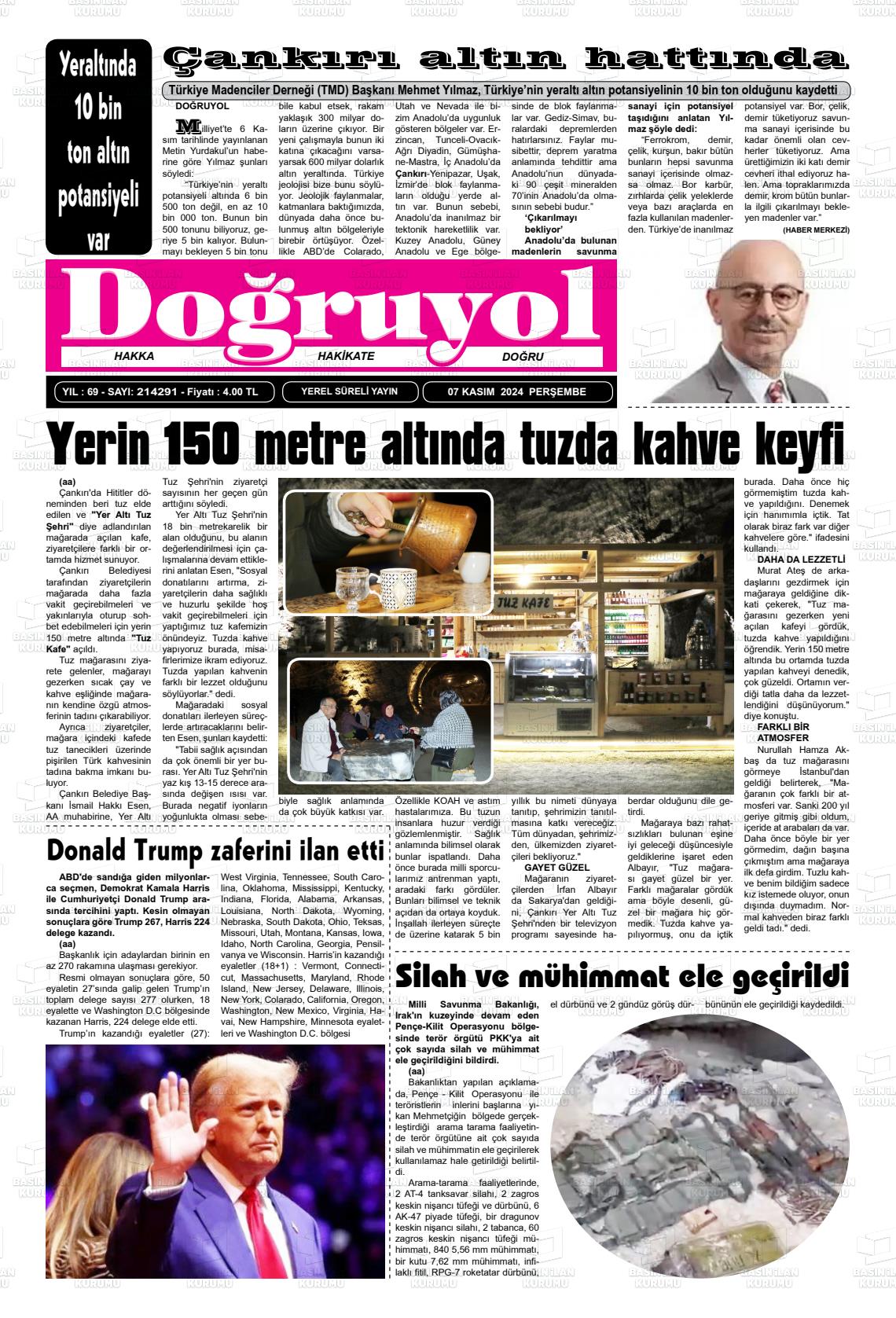 07 Kasım 2024 Doğruyol Gazete Manşeti