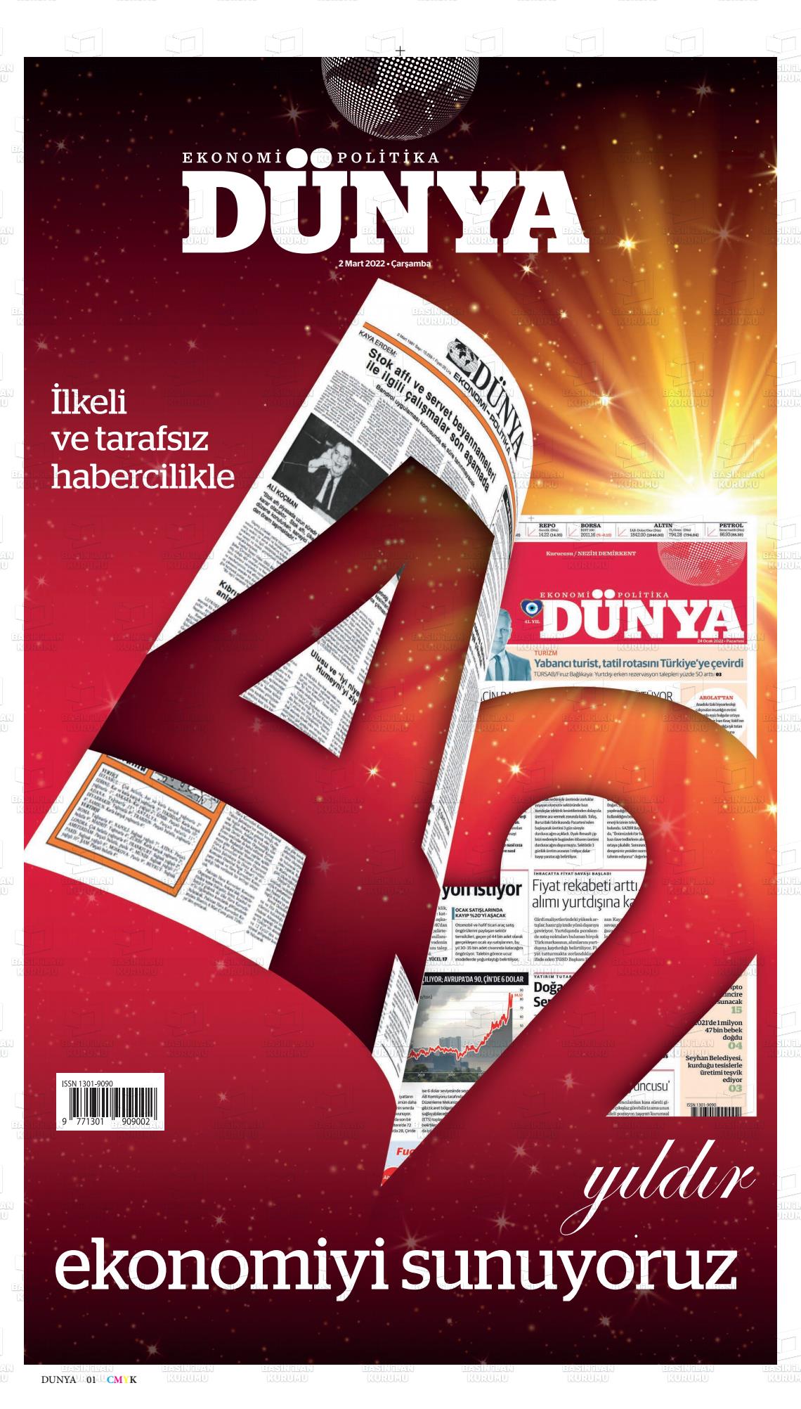 02 Mart 2022 Dünya Gazete Manşeti