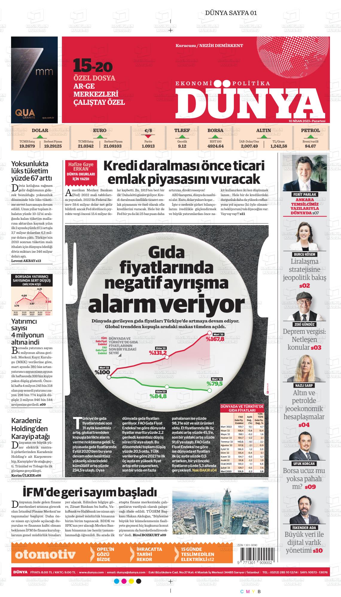 10 Nisan 2023 Dünya Gazete Manşeti