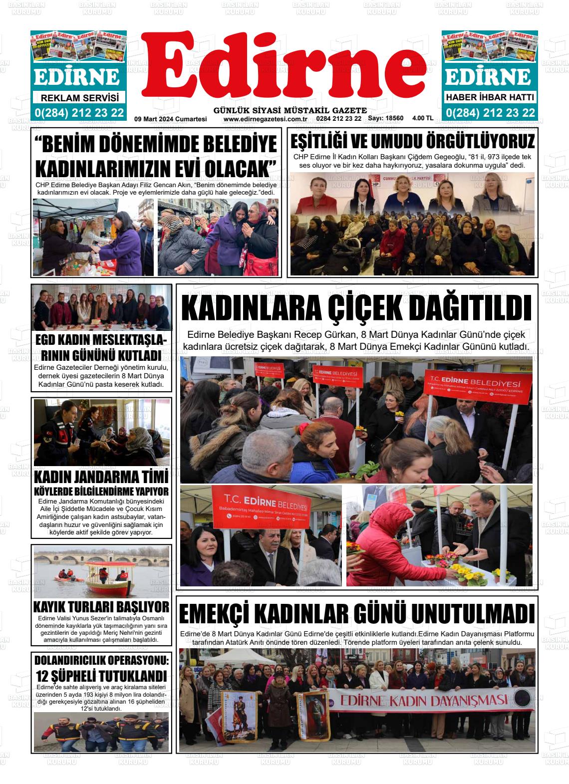 09 Mart 2024 Edirne Gazete Manşeti