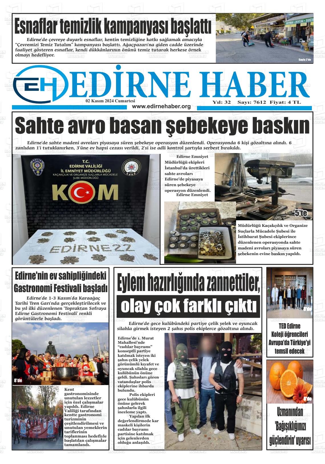 02 Kasım 2024 edirne haber Gazete Manşeti