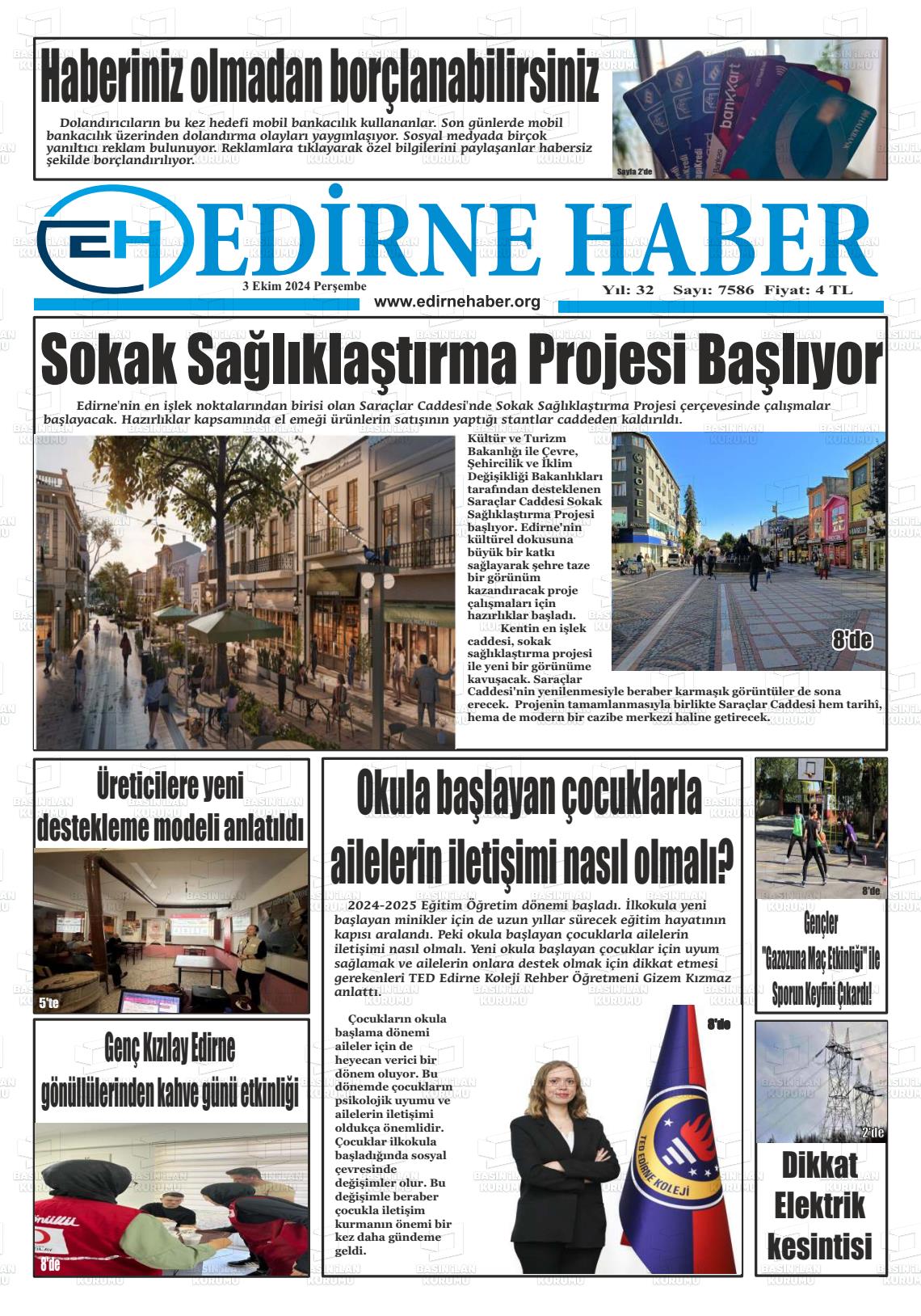 03 Ekim 2024 edirne haber Gazete Manşeti