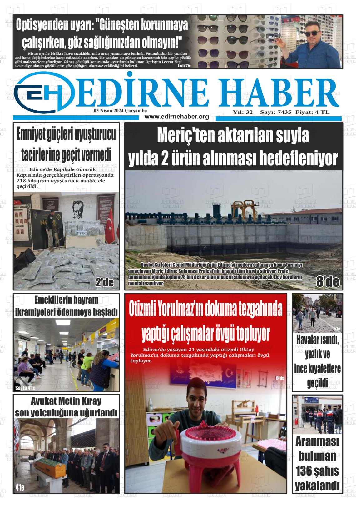 03 Nisan 2024 edirne haber Gazete Manşeti