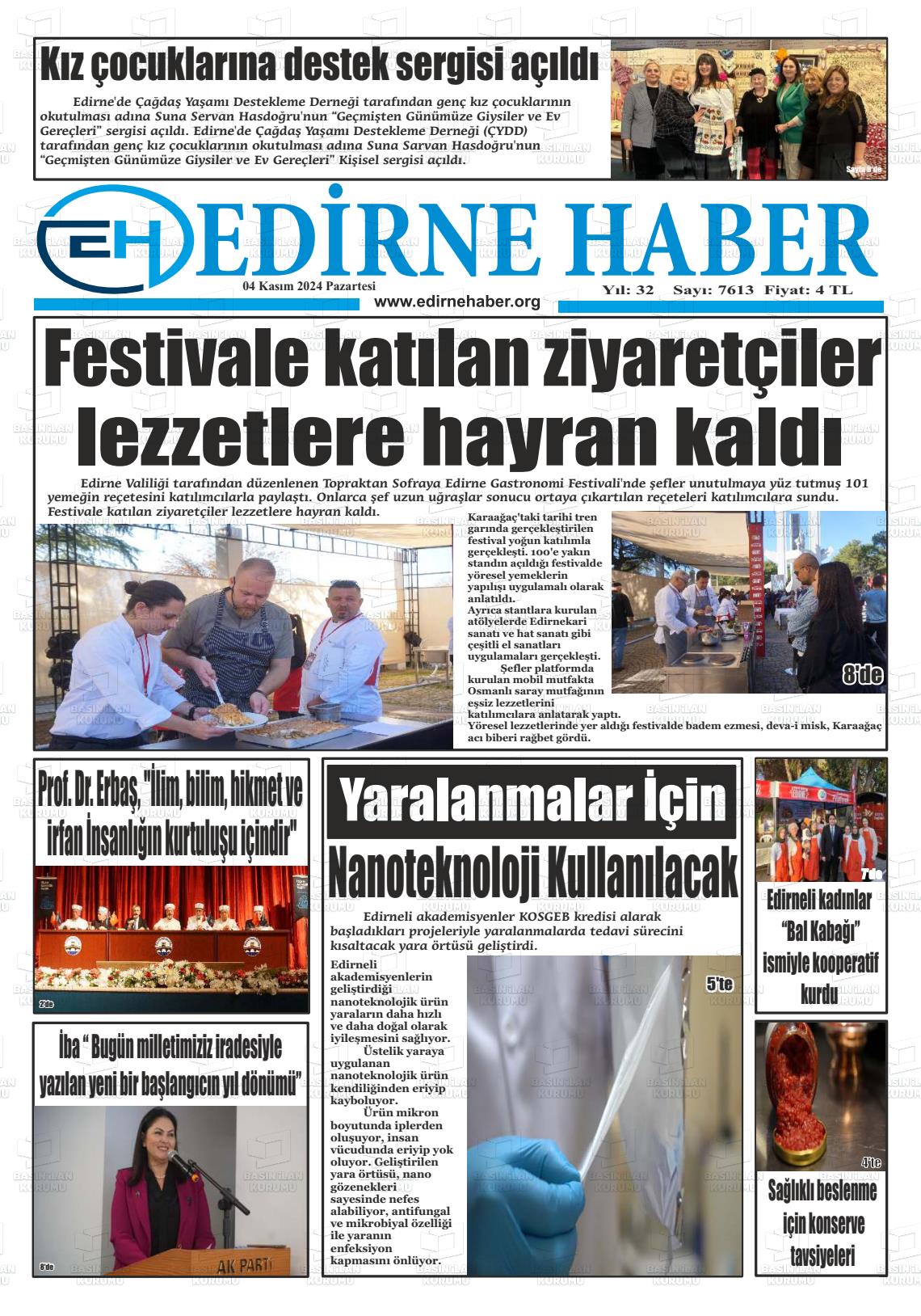 04 Kasım 2024 edirne haber Gazete Manşeti