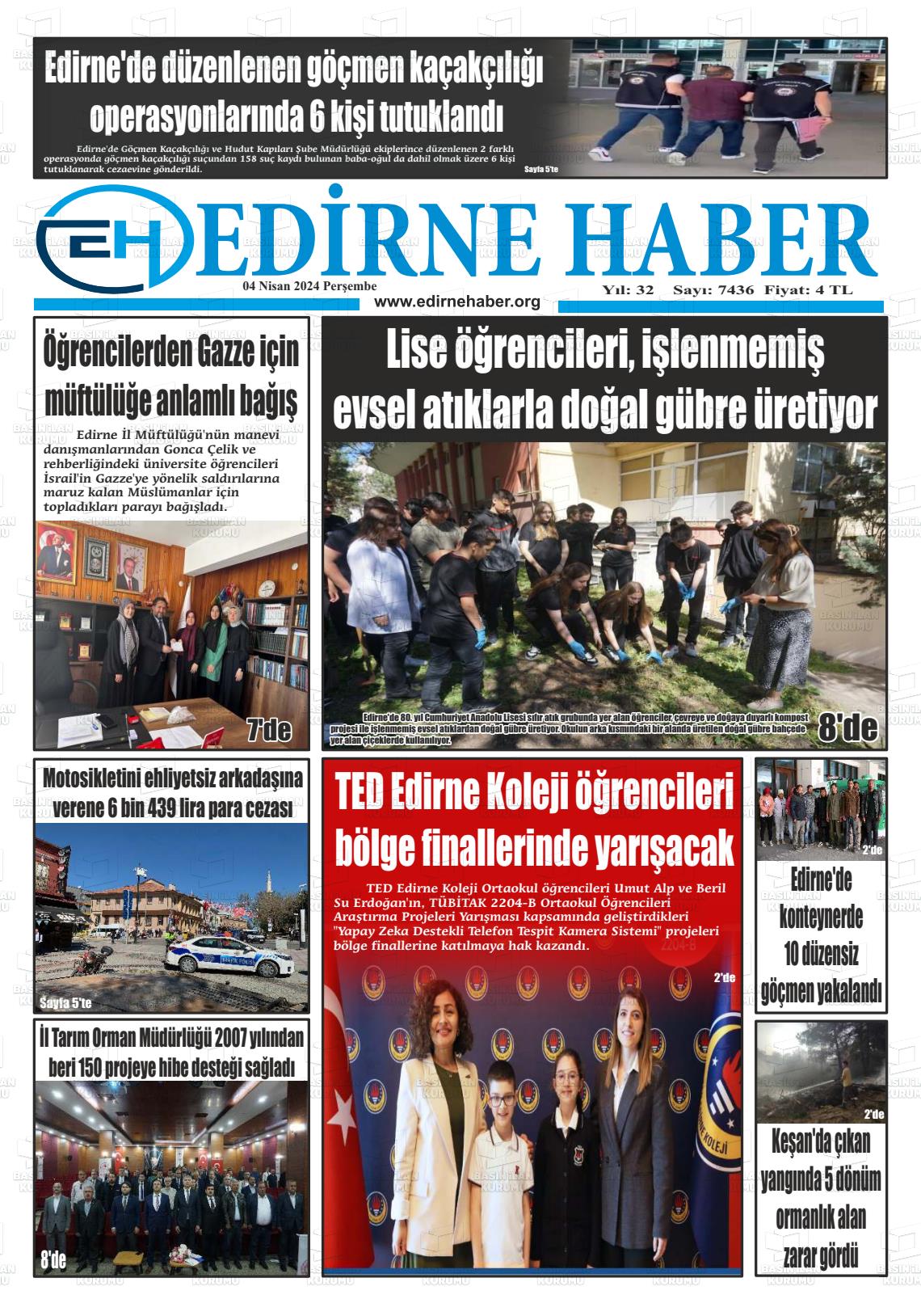 04 Nisan 2024 edirne haber Gazete Manşeti