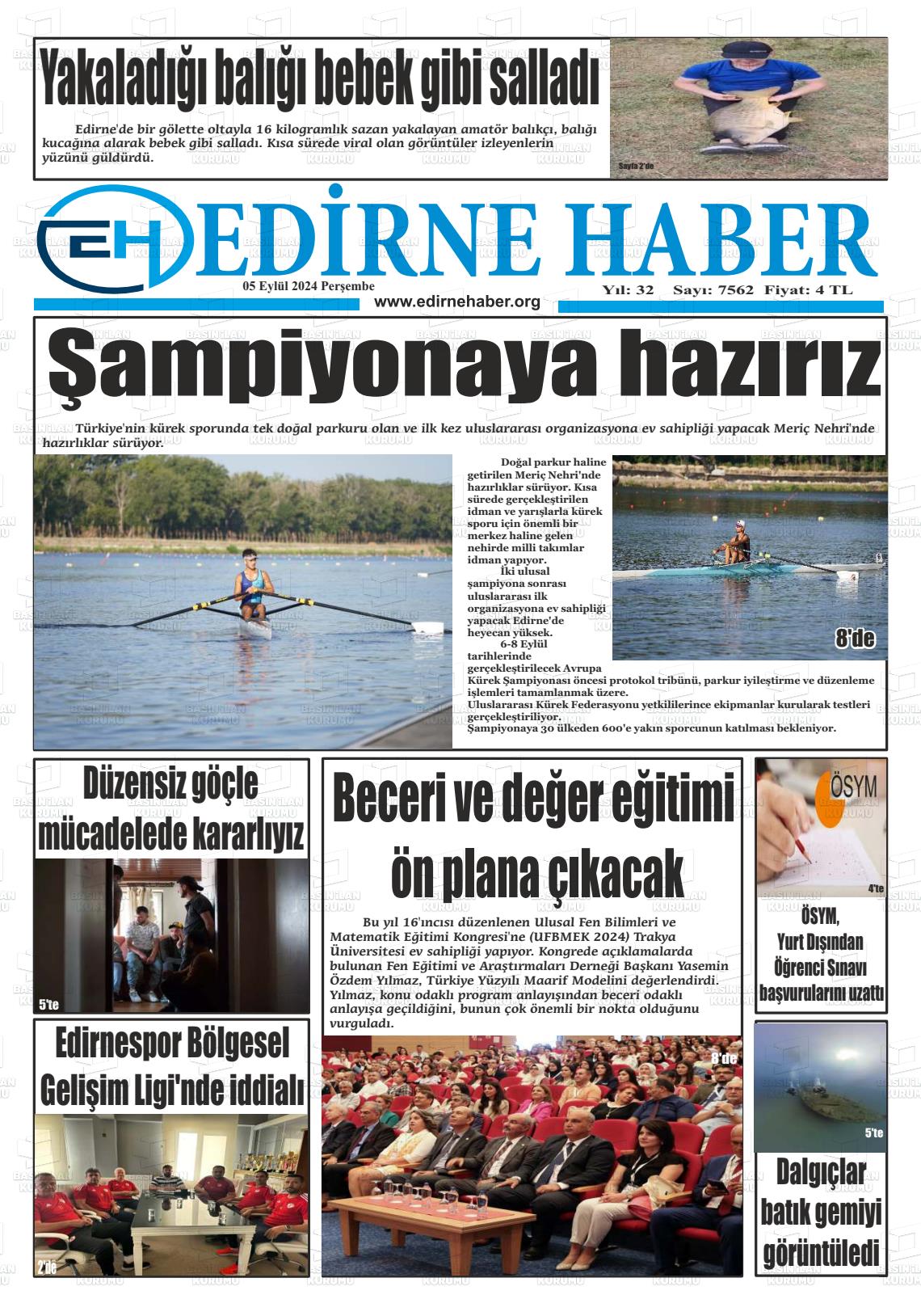 05 Eylül 2024 edirne haber Gazete Manşeti