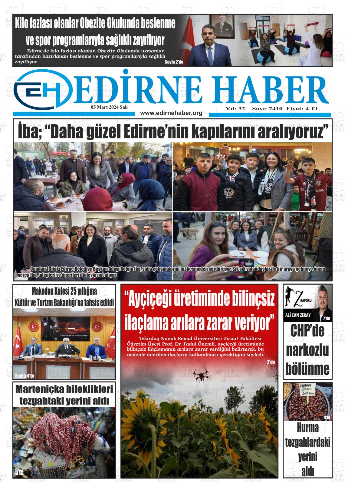 06 Mart 2024 edirne haber Gazete Manşeti