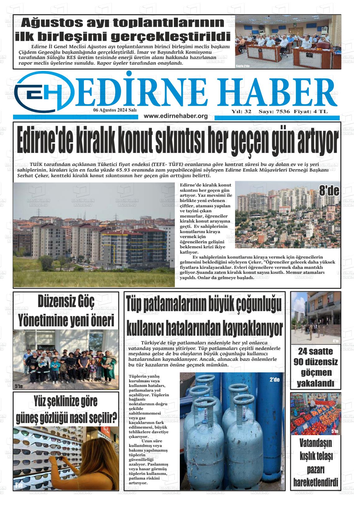 06 Ağustos 2024 edirne haber Gazete Manşeti