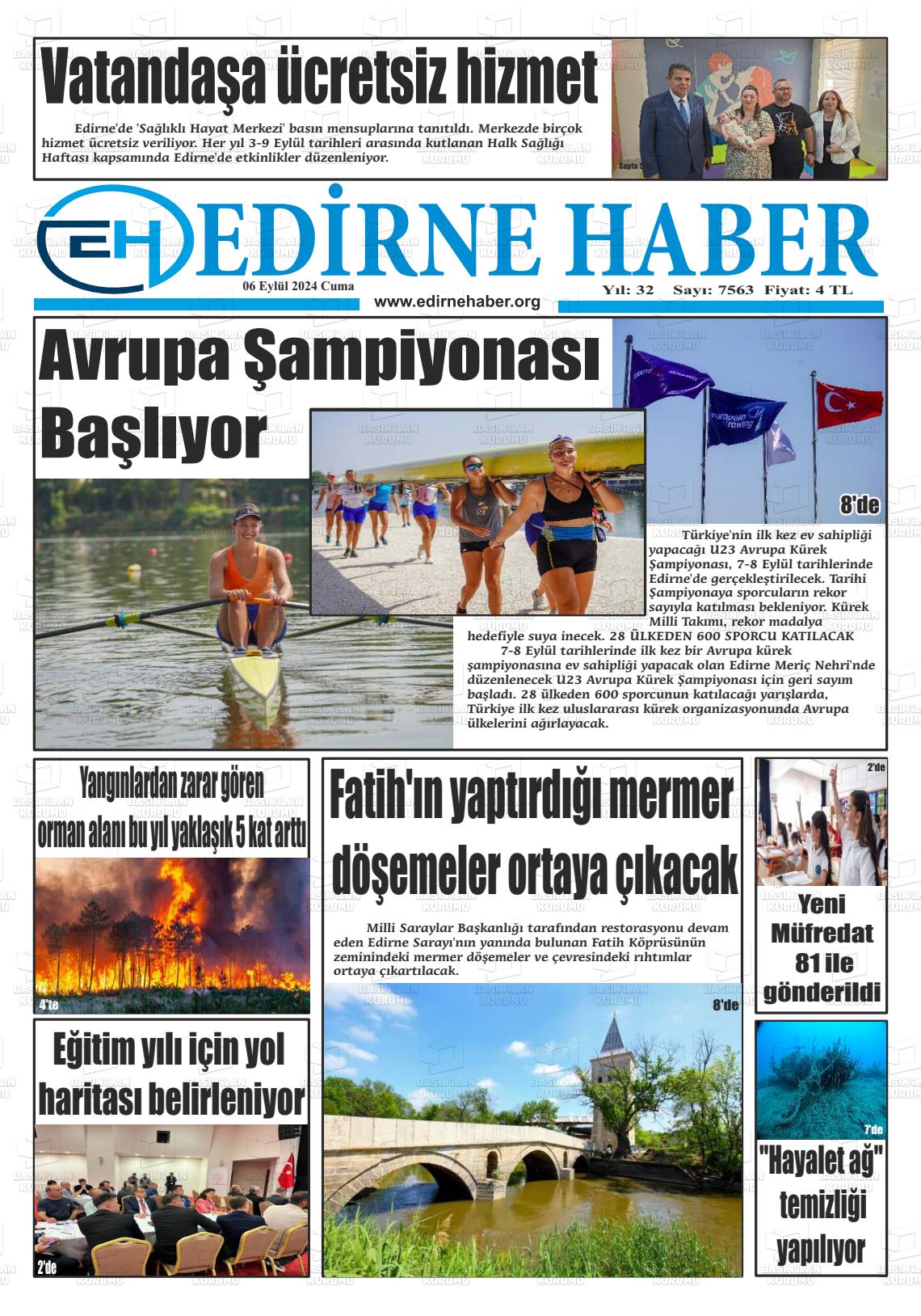 06 Eylül 2024 edirne haber Gazete Manşeti