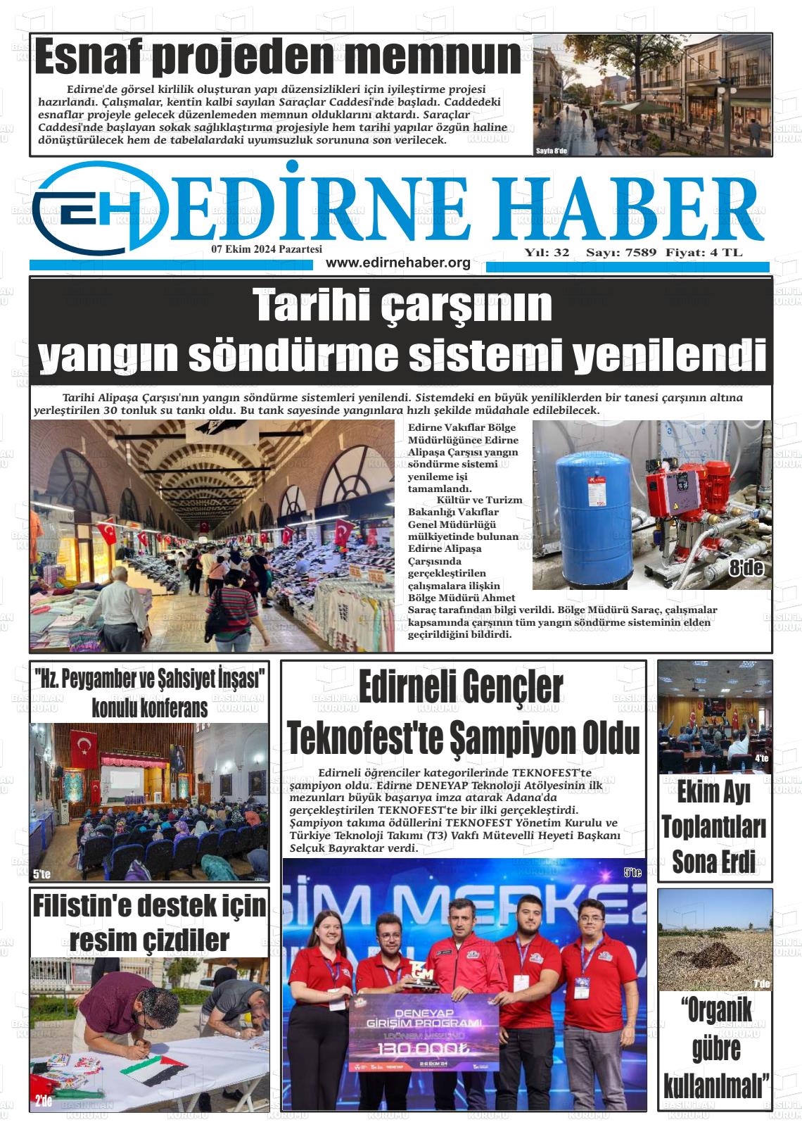 07 Ekim 2024 edirne haber Gazete Manşeti