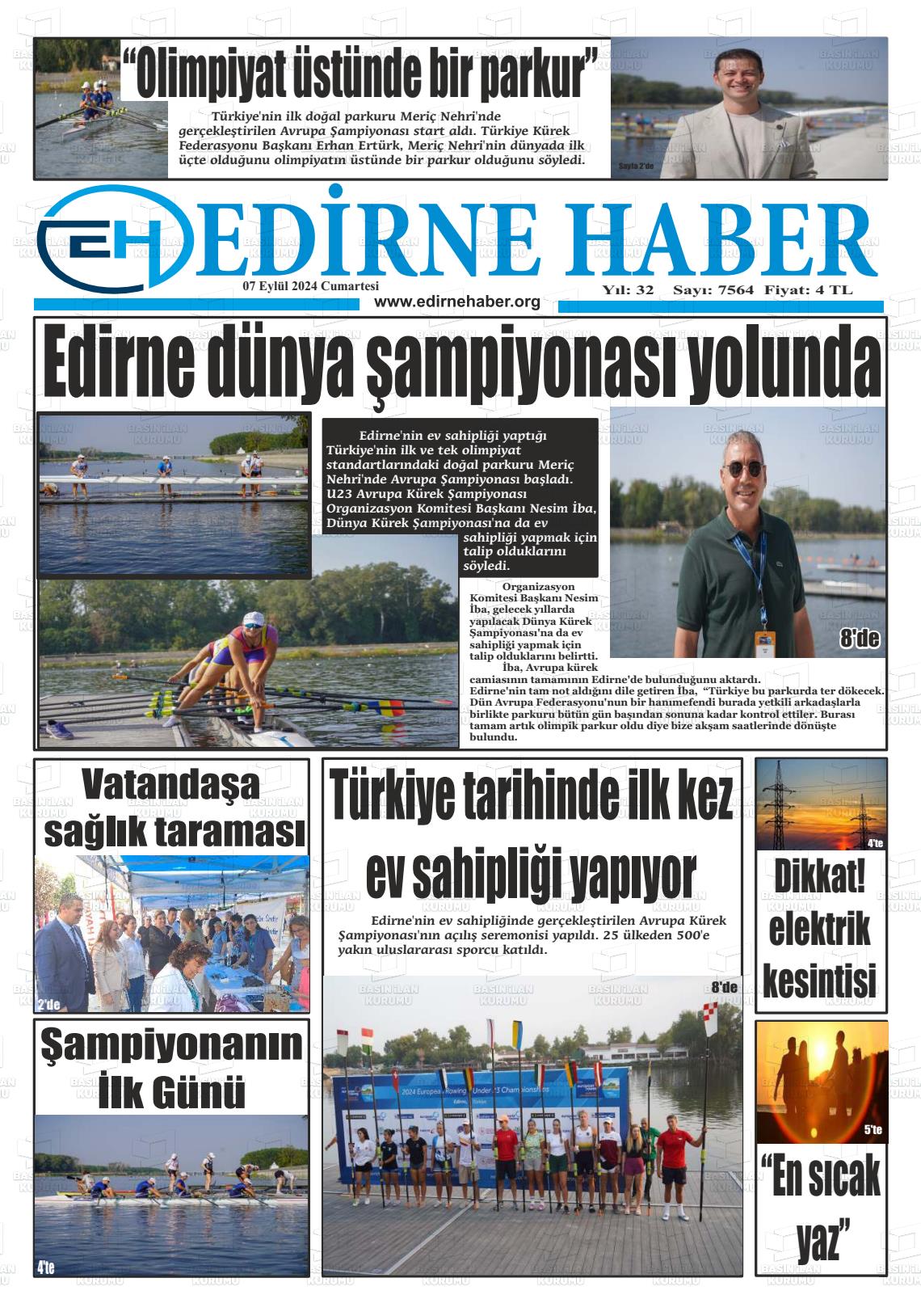 07 Eylül 2024 edirne haber Gazete Manşeti