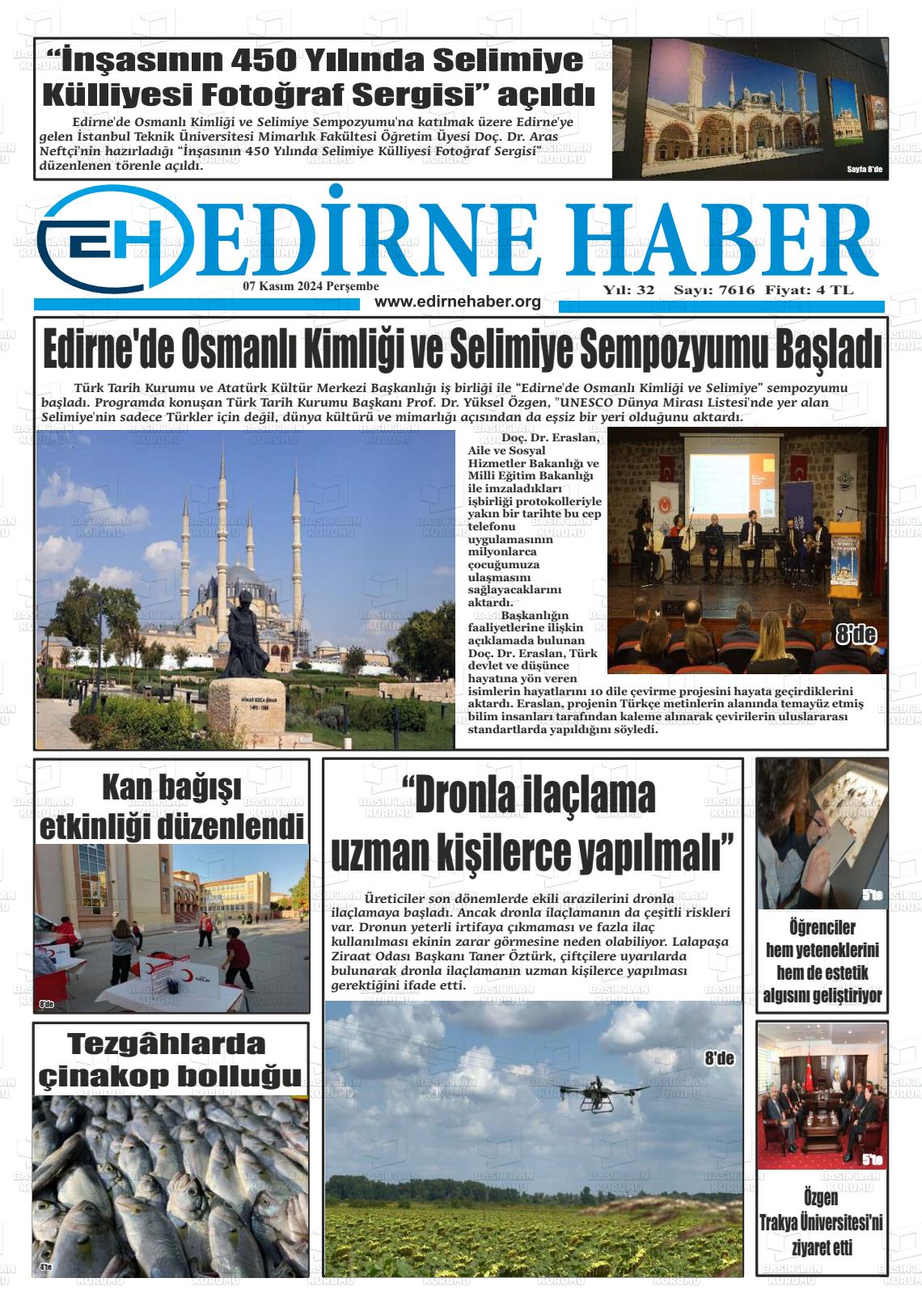 07 Kasım 2024 edirne haber Gazete Manşeti