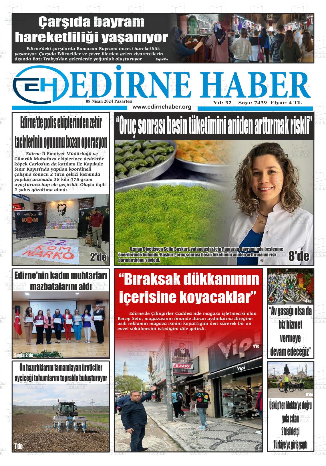 08 Nisan 2024 edirne haber Gazete Manşeti