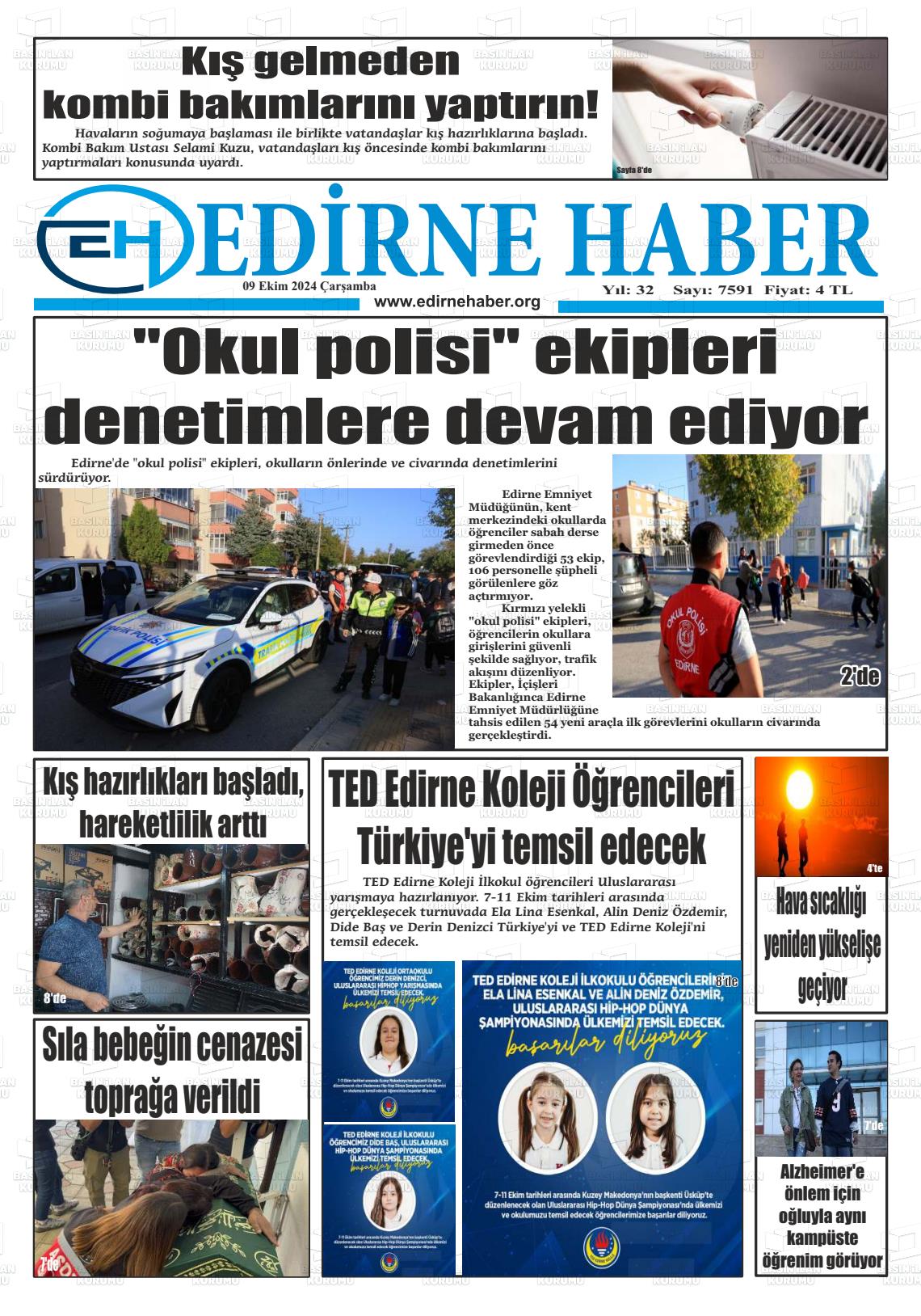 09 Ekim 2024 edirne haber Gazete Manşeti