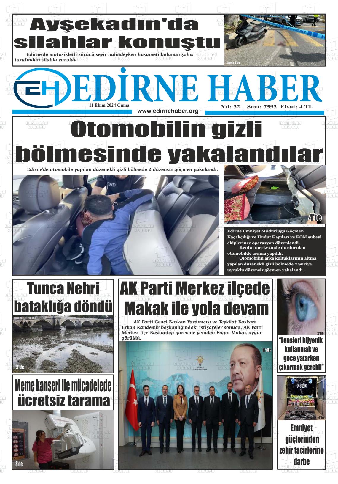 11 Ekim 2024 edirne haber Gazete Manşeti