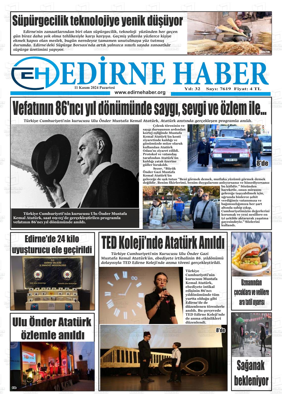 11 Kasım 2024 edirne haber Gazete Manşeti