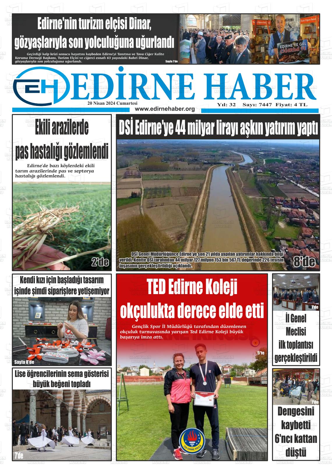 20 Nisan 2024 edirne haber Gazete Manşeti