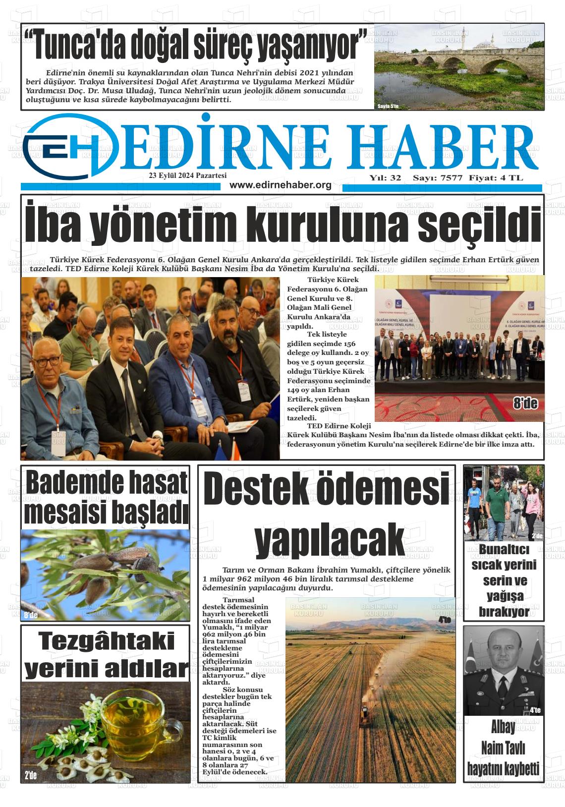 23 Eylül 2024 edirne haber Gazete Manşeti