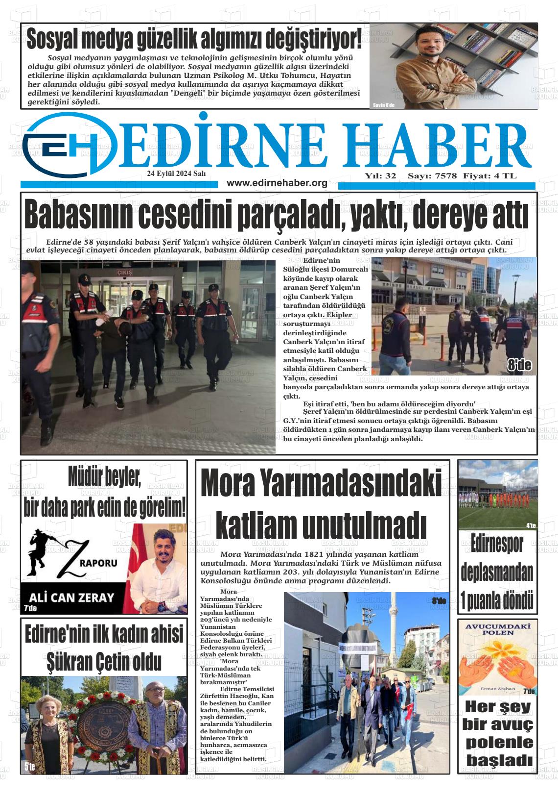 24 Eylül 2024 edirne haber Gazete Manşeti