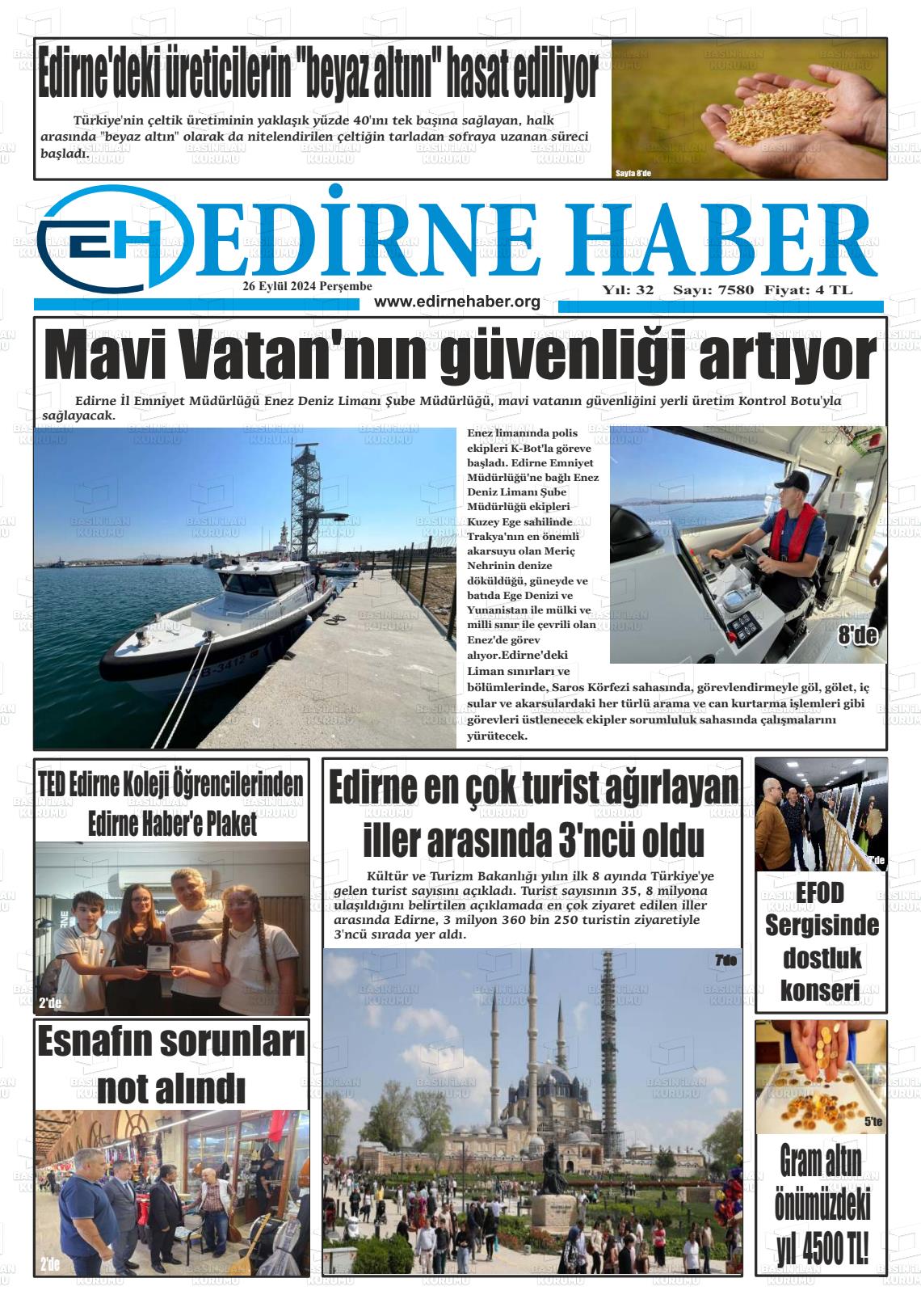 26 Eylül 2024 edirne haber Gazete Manşeti