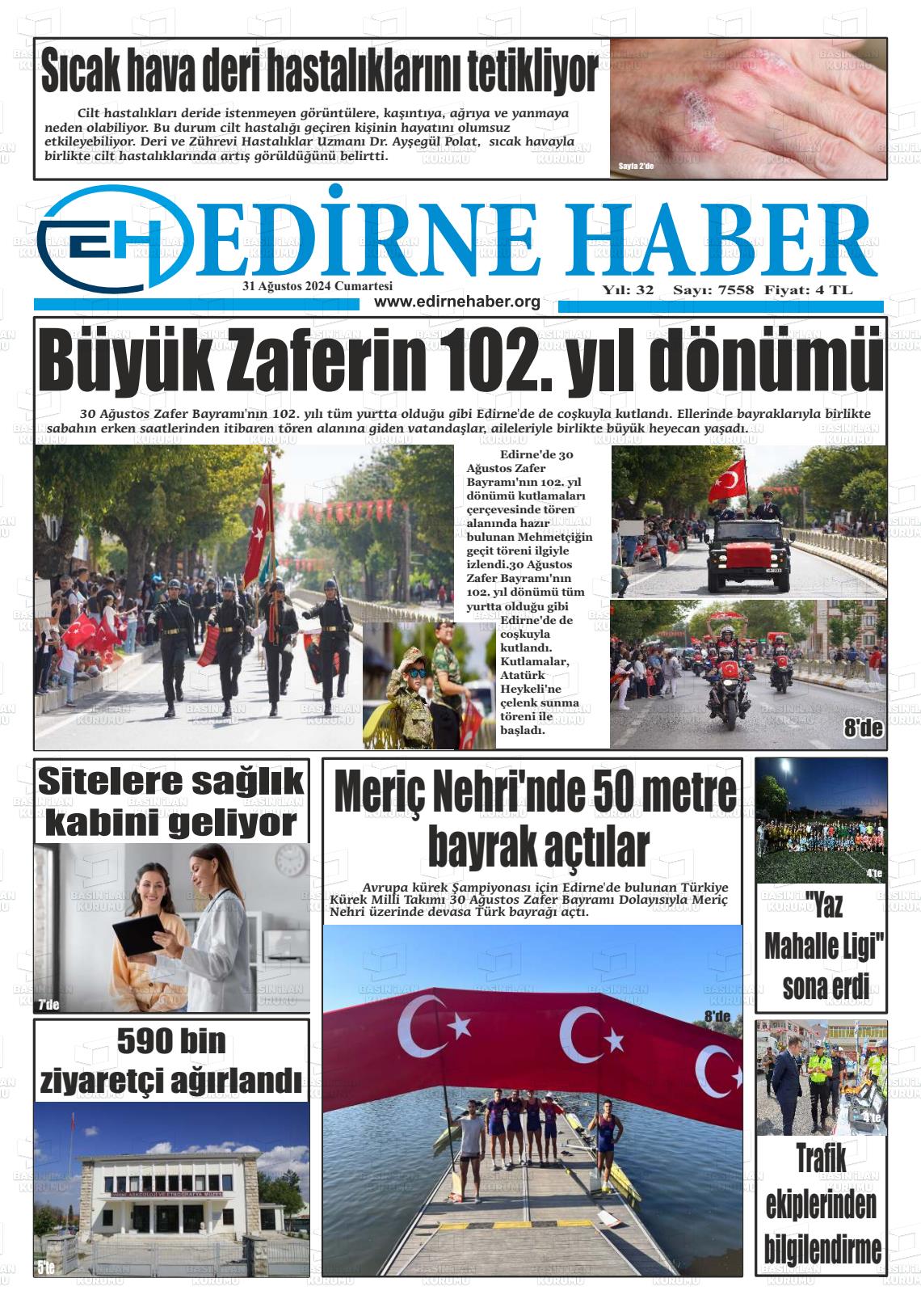 31 Ağustos 2024 edirne haber Gazete Manşeti