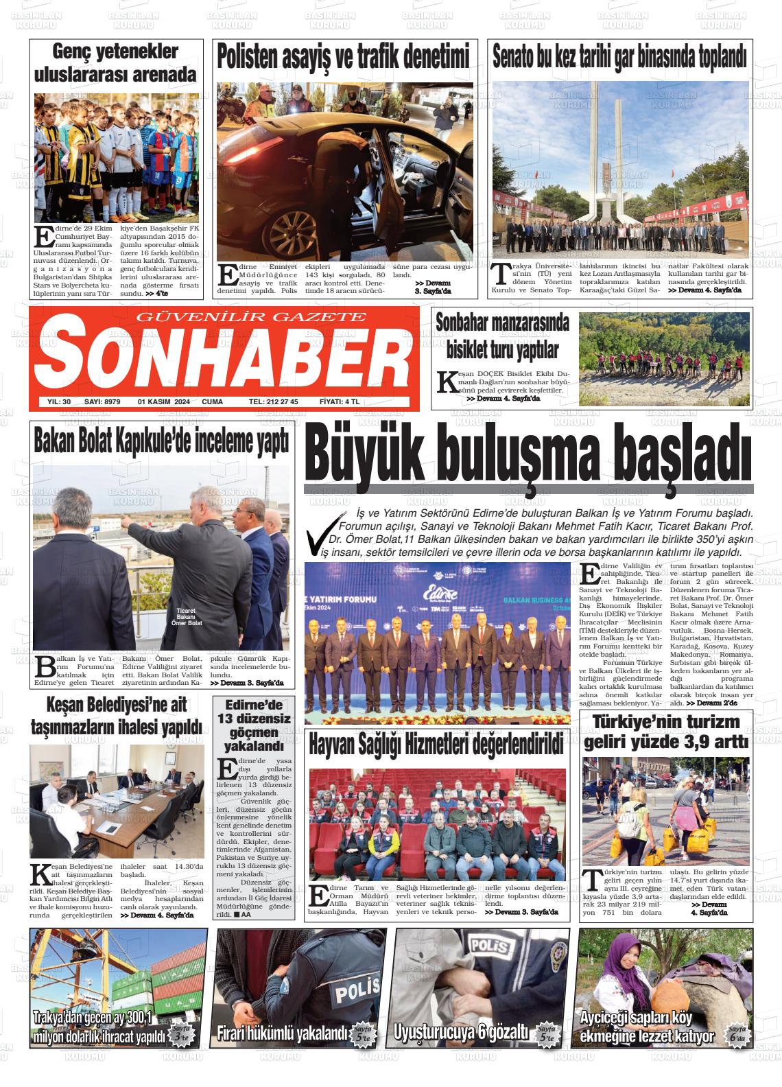 01 Kasım 2024 Son Haber  - Edirne Son Haber Gazete Manşeti