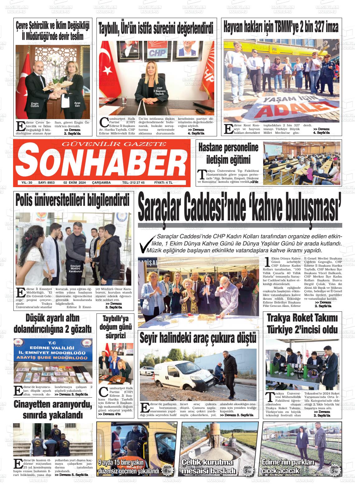 02 Ekim 2024 Son Haber  - Edirne Son Haber Gazete Manşeti