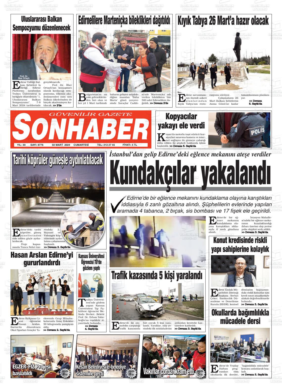 02 Mart 2024 Son Haber  - Edirne Son Haber Gazete Manşeti