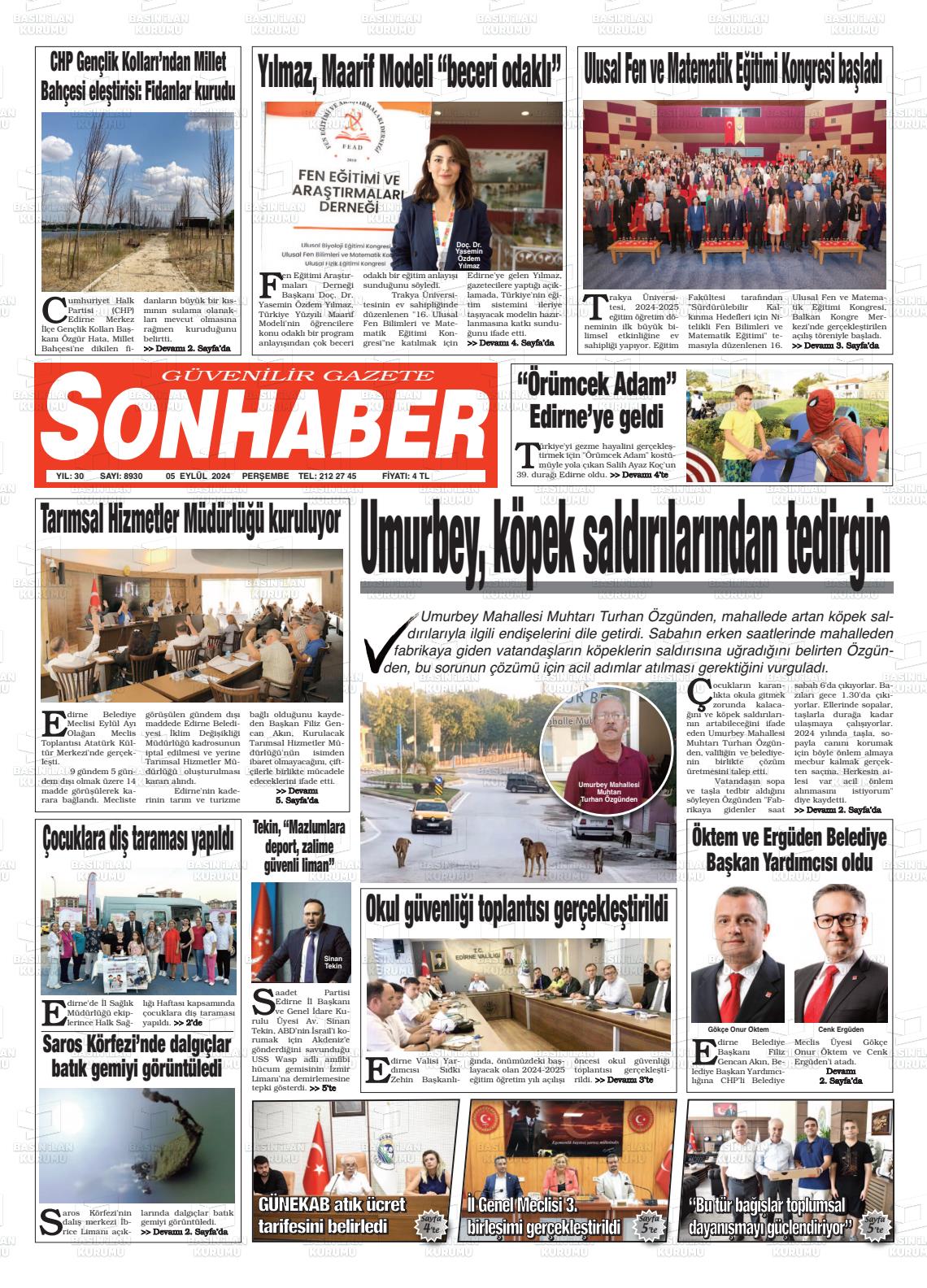 05 Eylül 2024 Son Haber  - Edirne Son Haber Gazete Manşeti