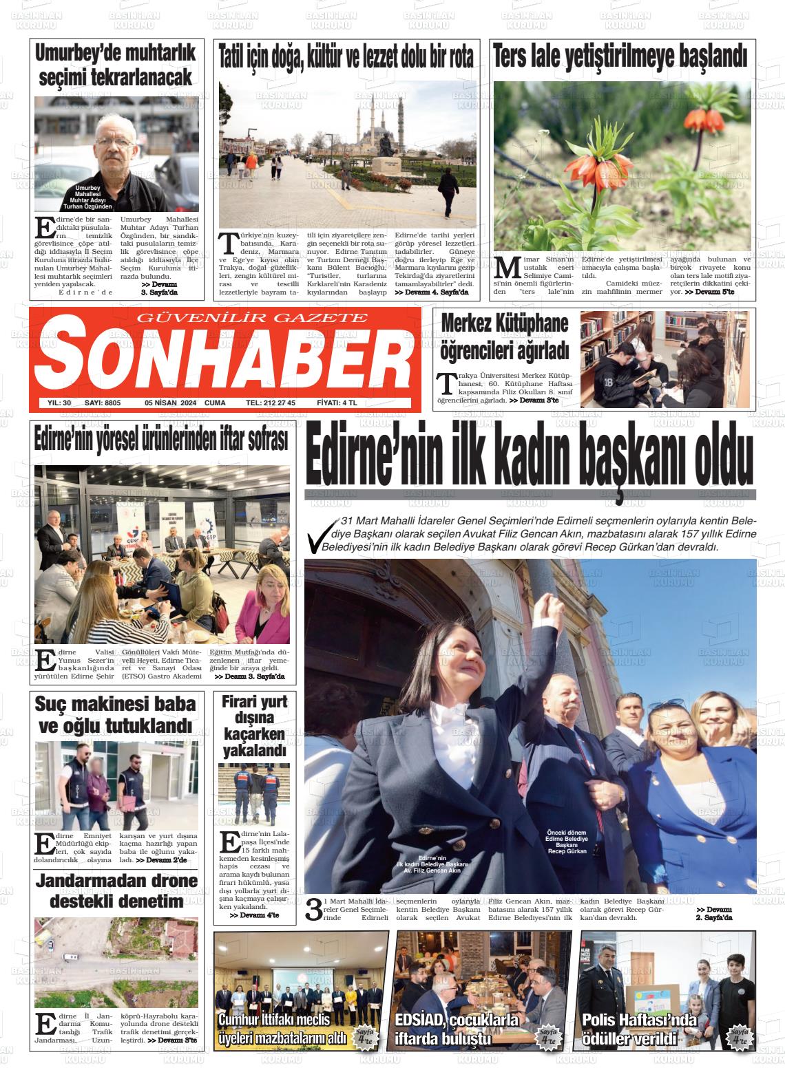 05 Nisan 2024 Son Haber  - Edirne Son Haber Gazete Manşeti