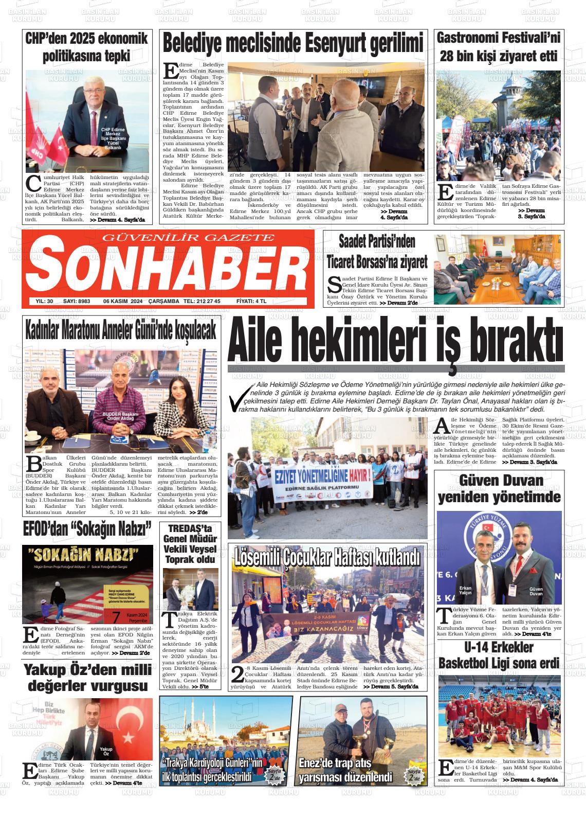 06 Kasım 2024 Son Haber  - Edirne Son Haber Gazete Manşeti