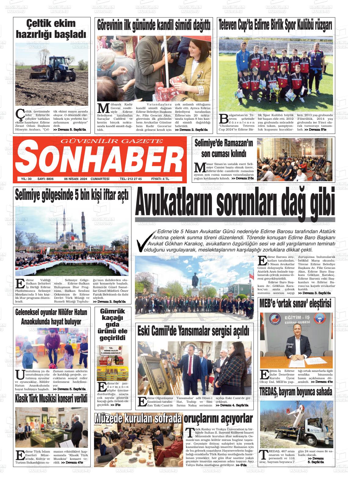 06 Nisan 2024 Son Haber  - Edirne Son Haber Gazete Manşeti