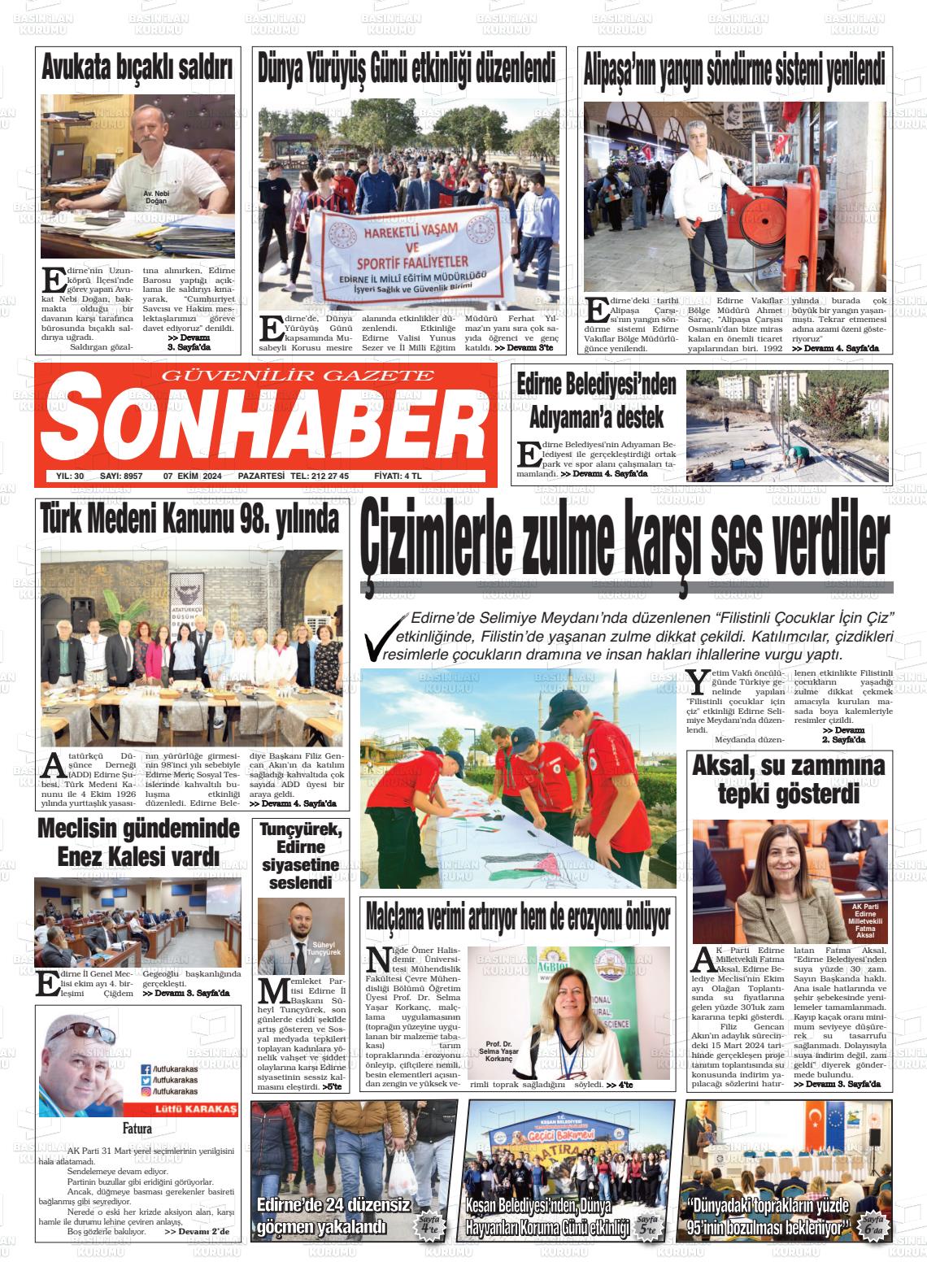 07 Ekim 2024 Son Haber  - Edirne Son Haber Gazete Manşeti