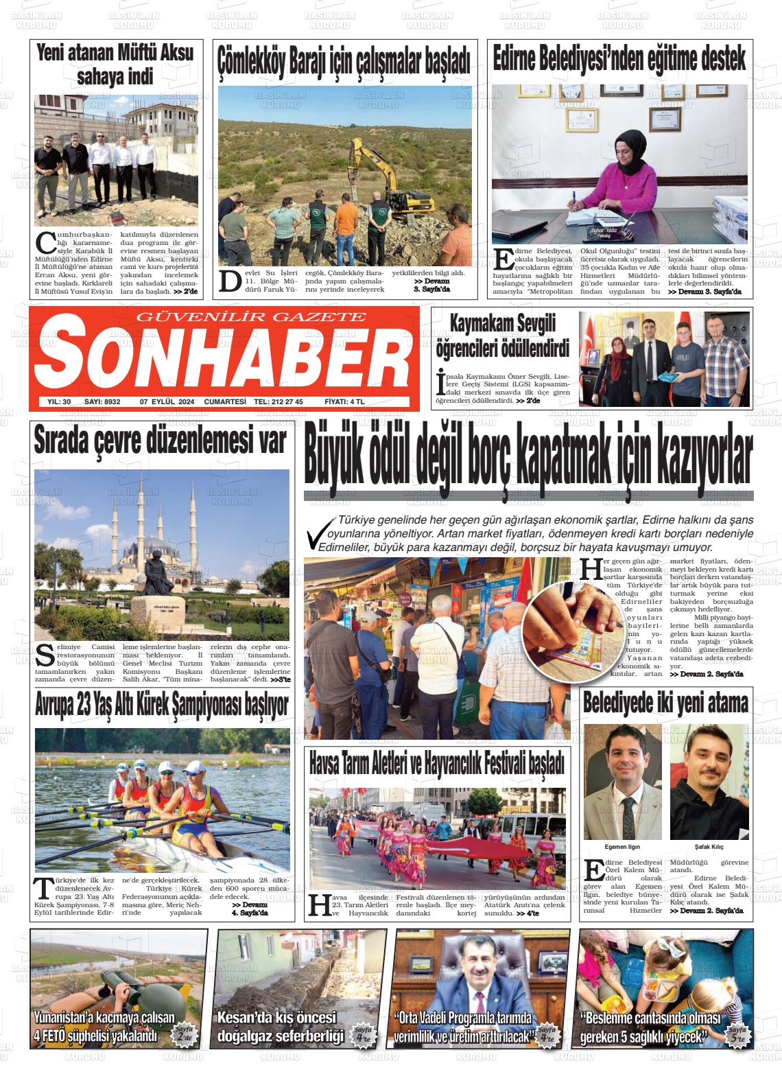 07 Eylül 2024 Son Haber  - Edirne Son Haber Gazete Manşeti